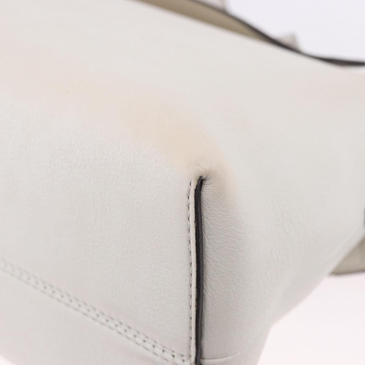 FENDI Shoulder Bag Leather White Silver Auth bs36311A