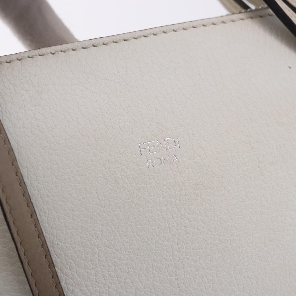 FENDI Shoulder Bag Leather White Silver Auth bs36311A