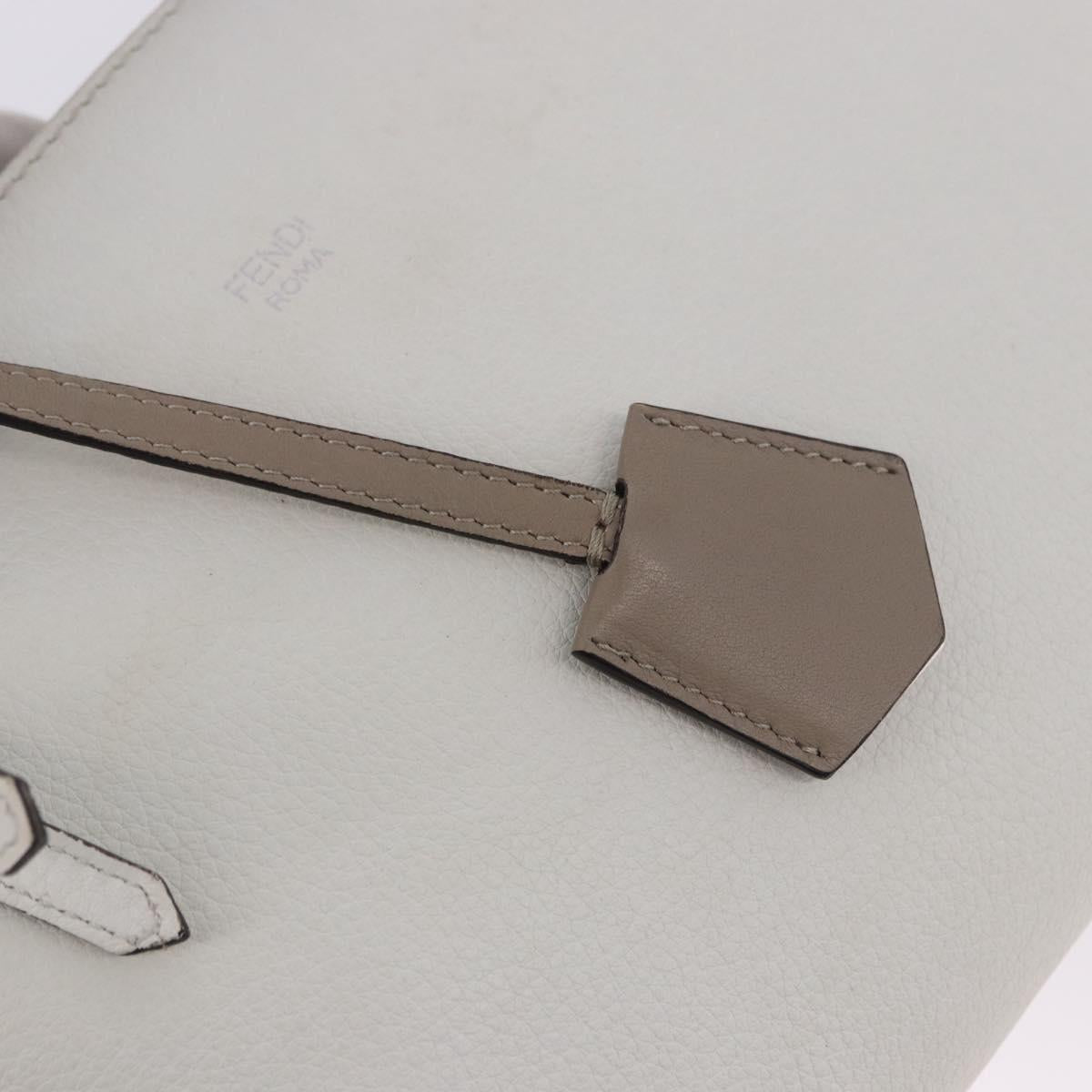 FENDI Shoulder Bag Leather White Silver Auth bs36311A