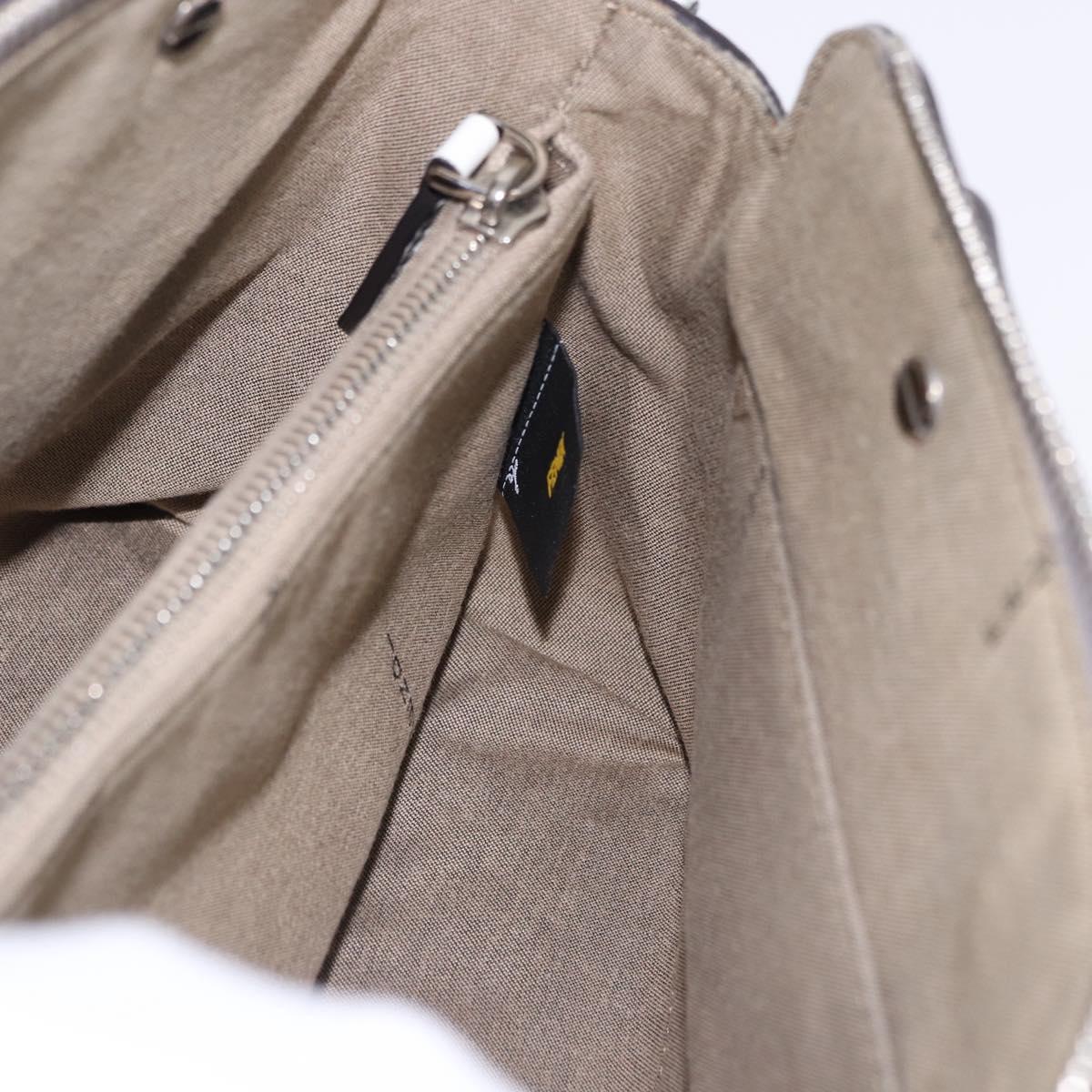FENDI Shoulder Bag Leather White Silver Auth bs36311A