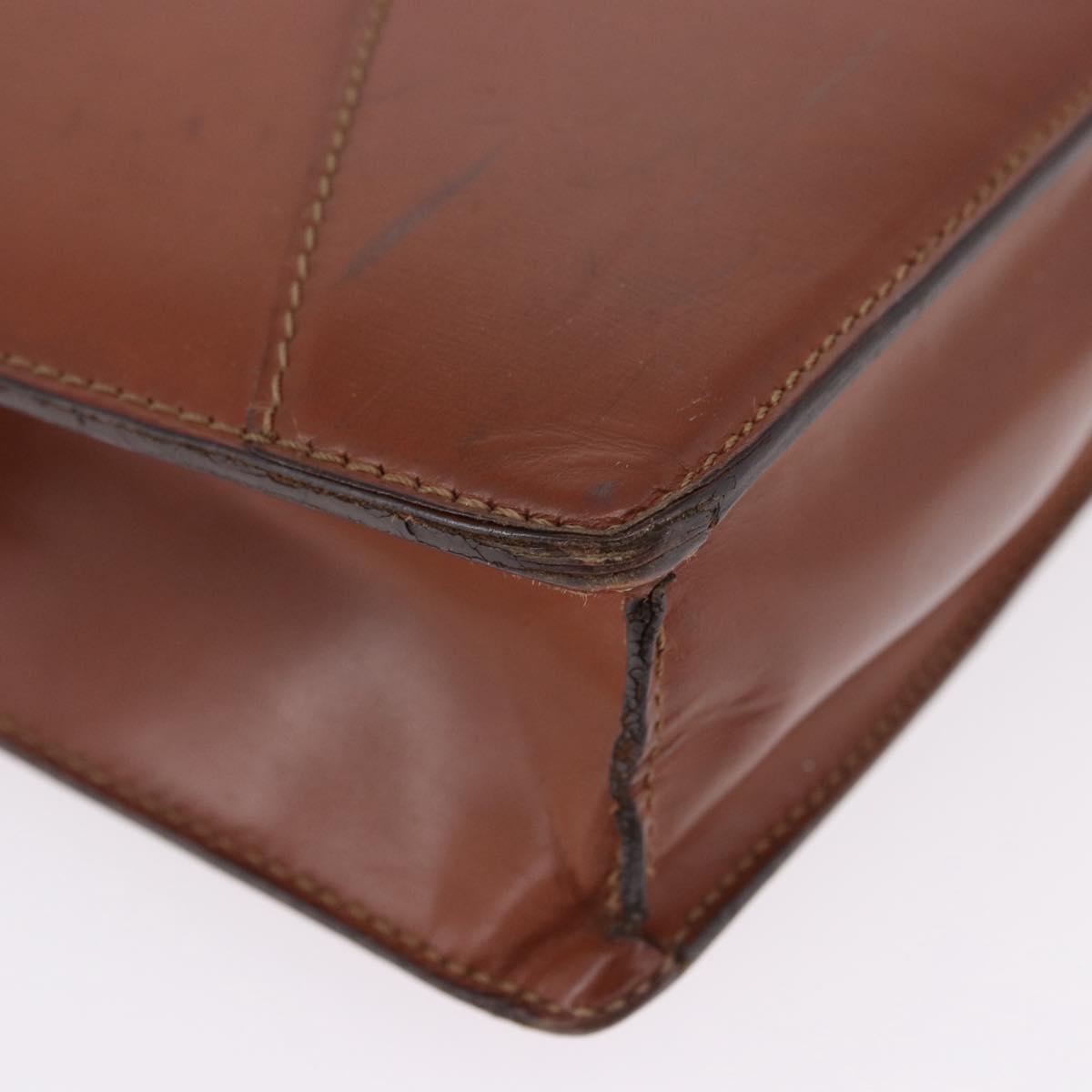LOEWE Business Bag Leather Brown Gold Auth bs36313