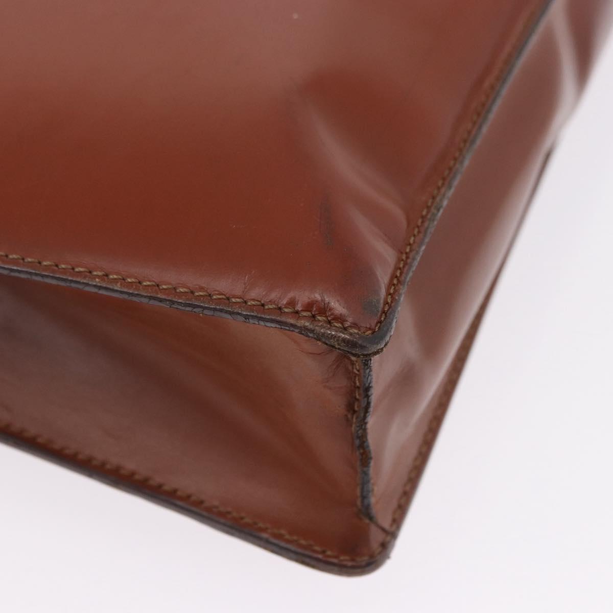 LOEWE Business Bag Leather Brown Gold Auth bs36313