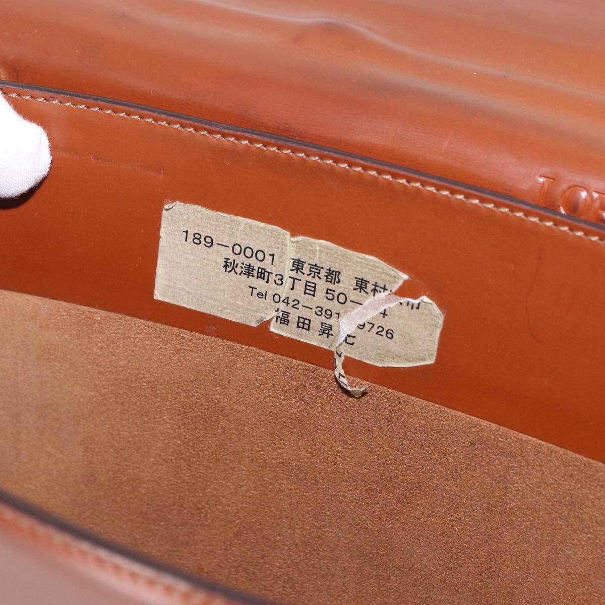 LOEWE Business Bag Leather Brown Gold Auth bs36313
