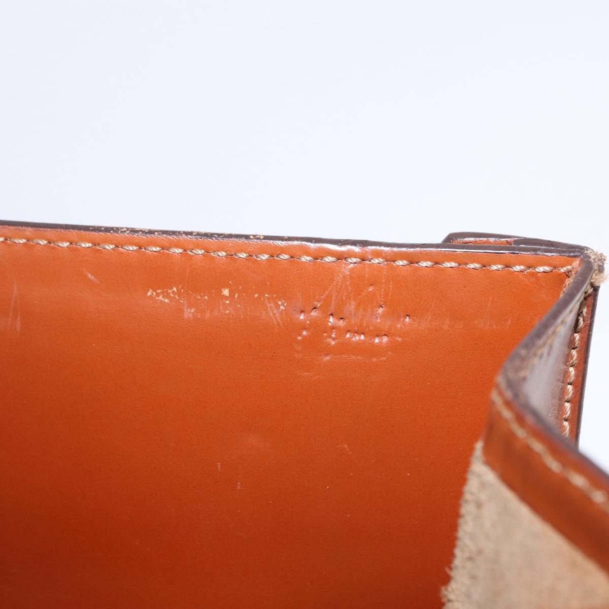 LOEWE Business Bag Leather Brown Gold Auth bs36313