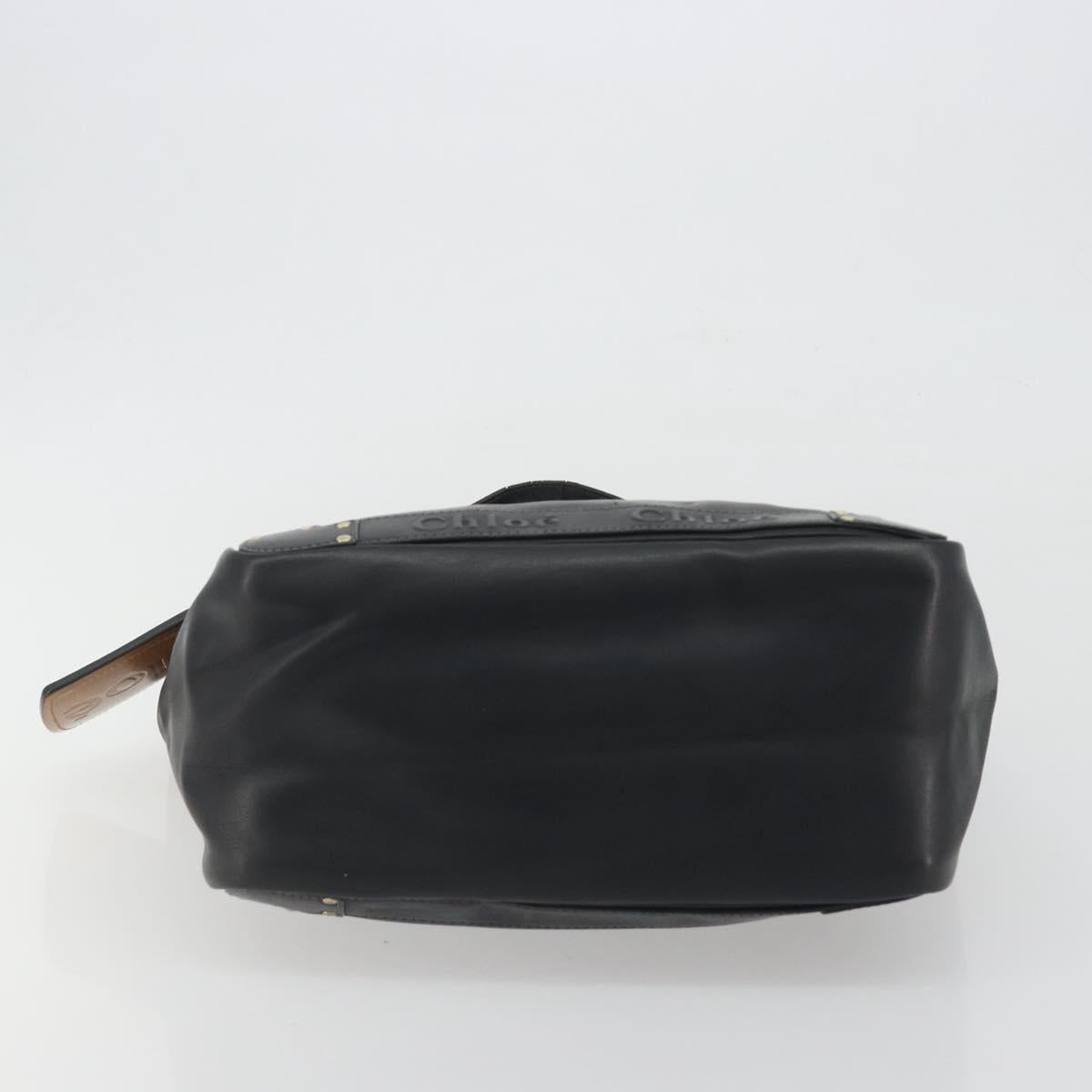 Chloe Eden Tote Bag Leather Black Gold Auth bs36317
