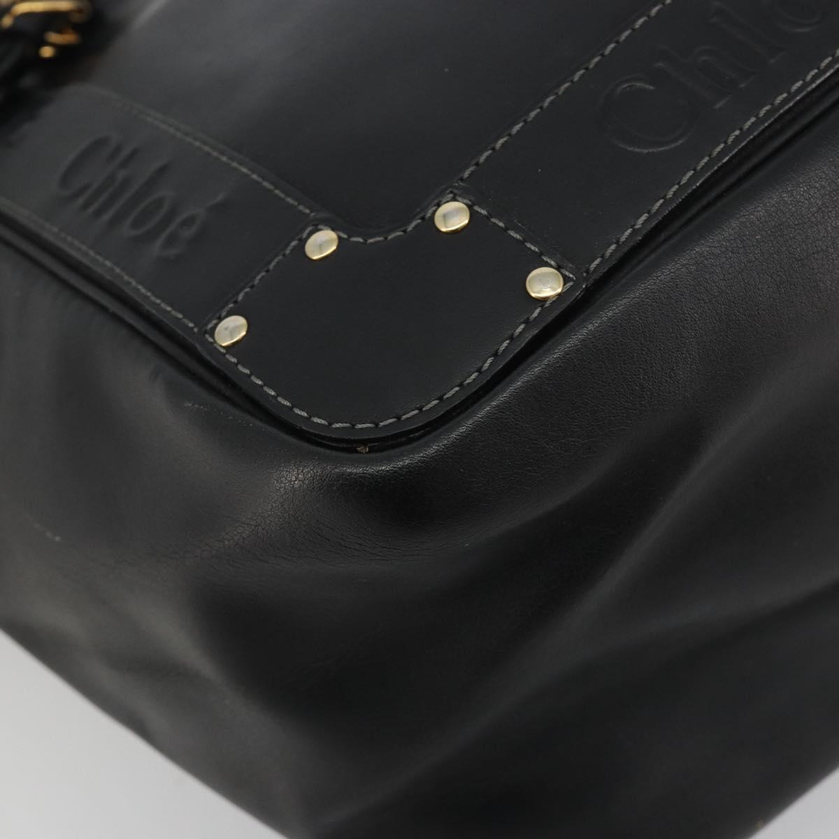 Chloe Eden Tote Bag Leather Black Gold Auth bs36317