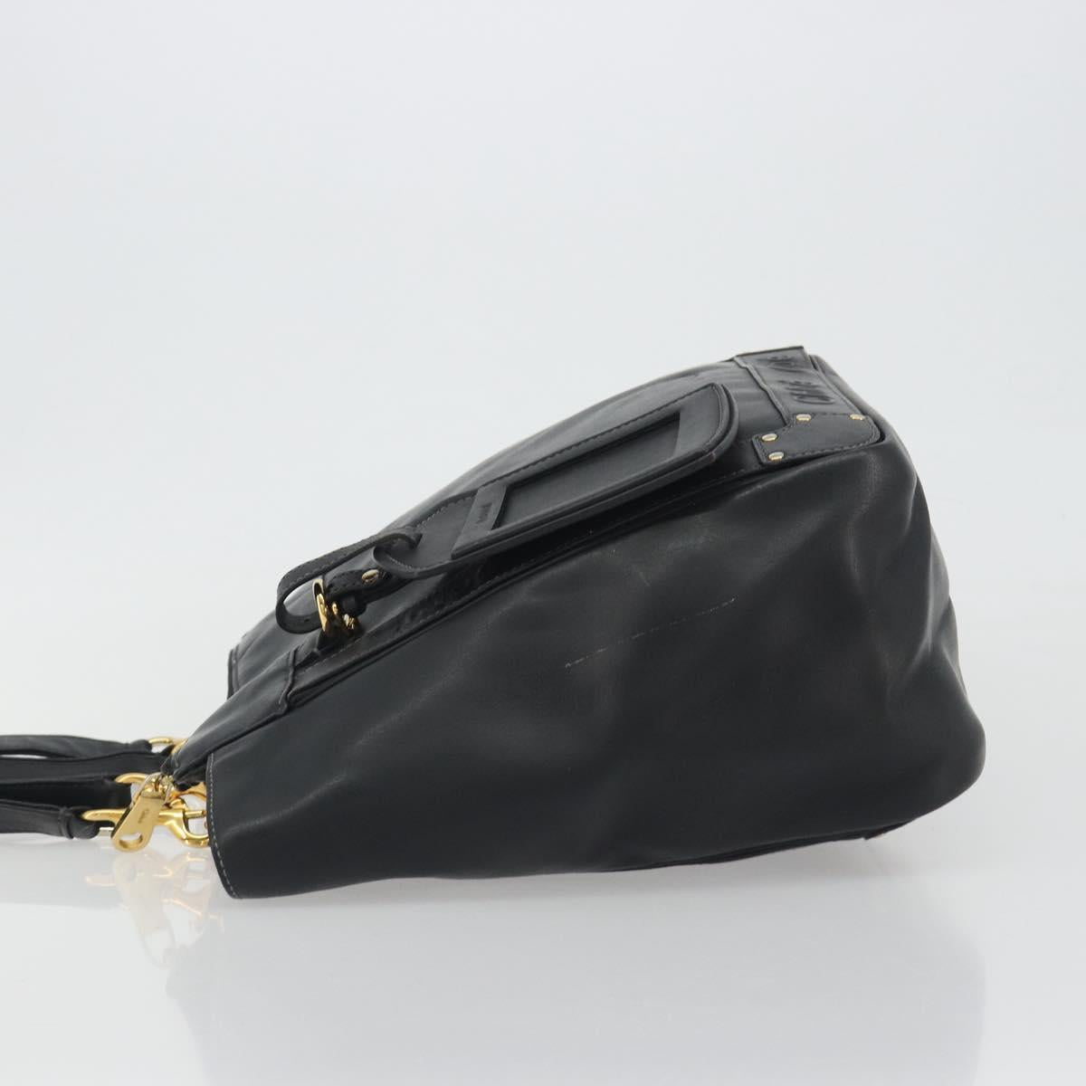 Chloe Eden Tote Bag Leather Black Gold Auth bs36317