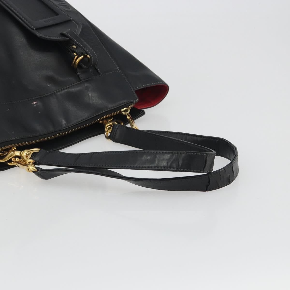 Chloe Eden Tote Bag Leather Black Gold Auth bs36317