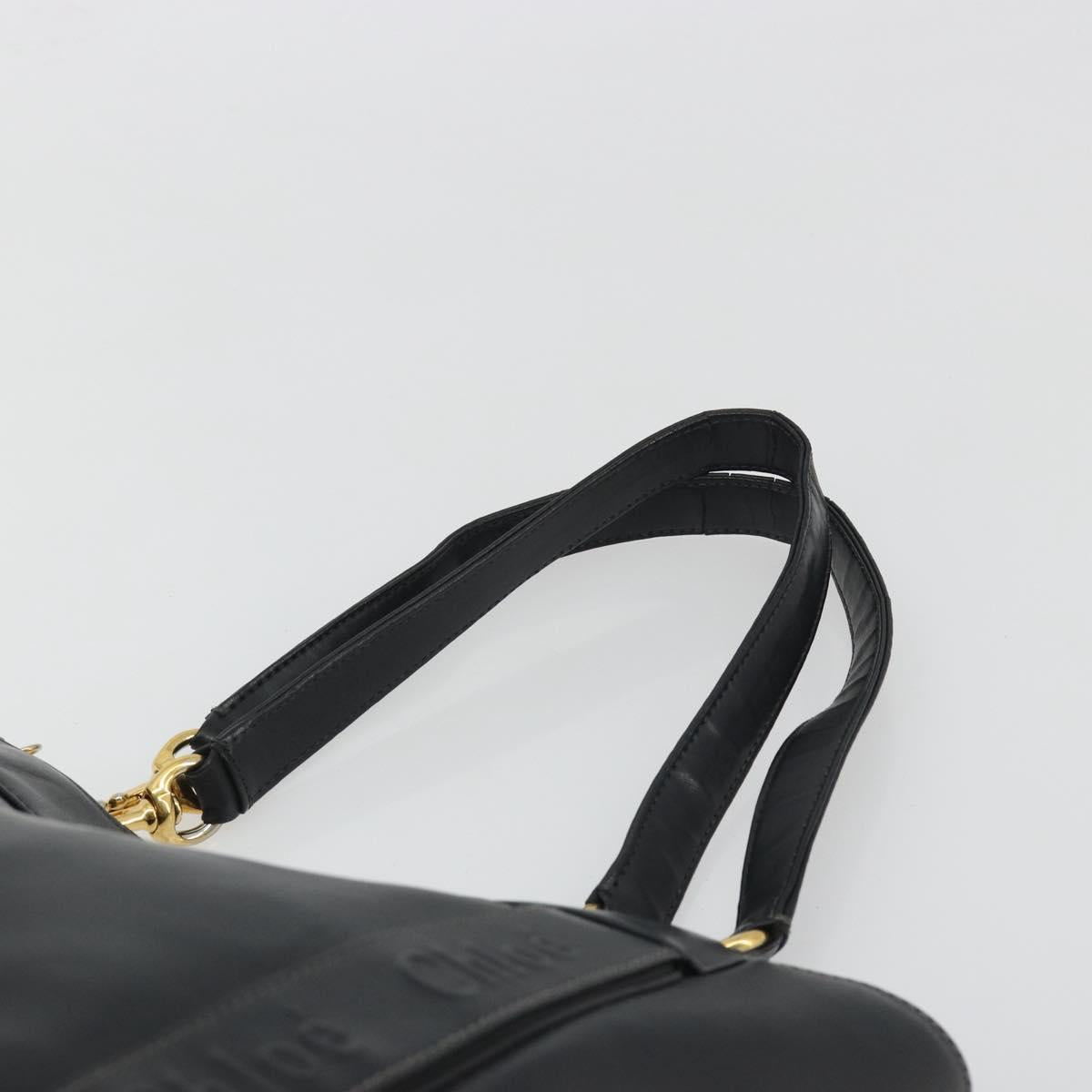 Chloe Eden Tote Bag Leather Black Gold Auth bs36317