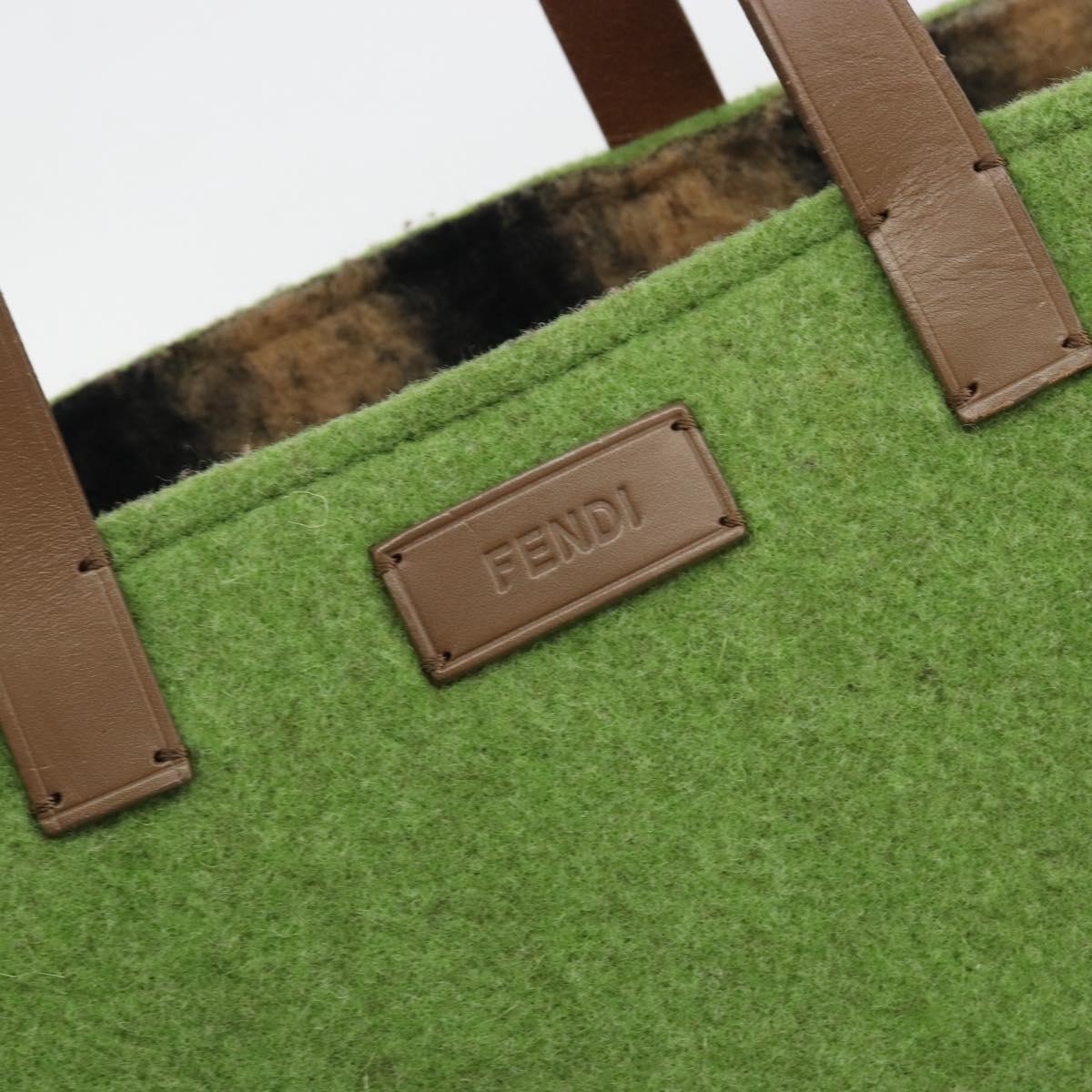 FENDI Tote Bag Wool Green Auth bs36321A