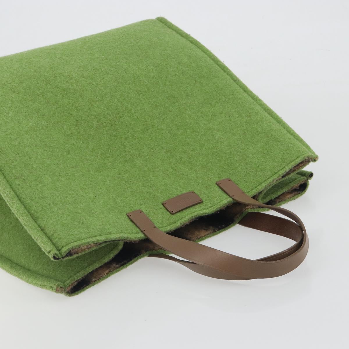 FENDI Tote Bag Wool Green Auth bs36321A