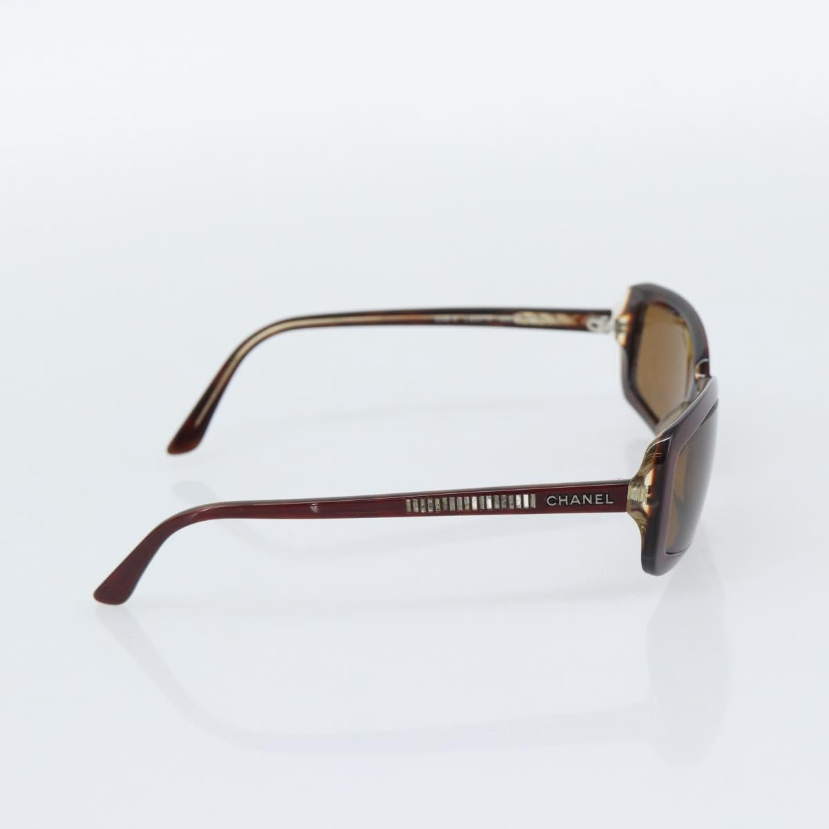 CHANEL Sunglasses Plastic Red Silver CC Auth bs36323