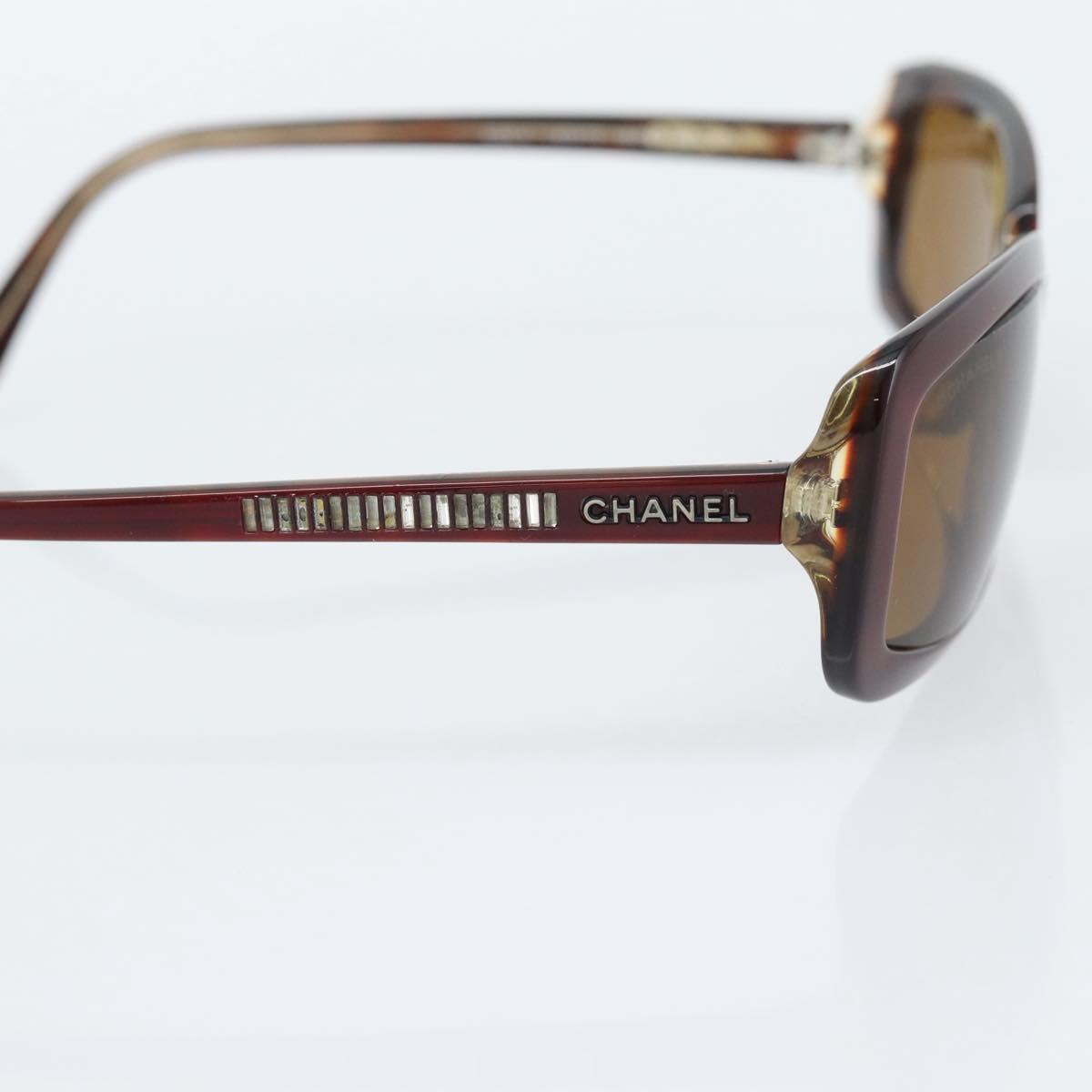 CHANEL Sunglasses Plastic Red Silver CC Auth bs36323