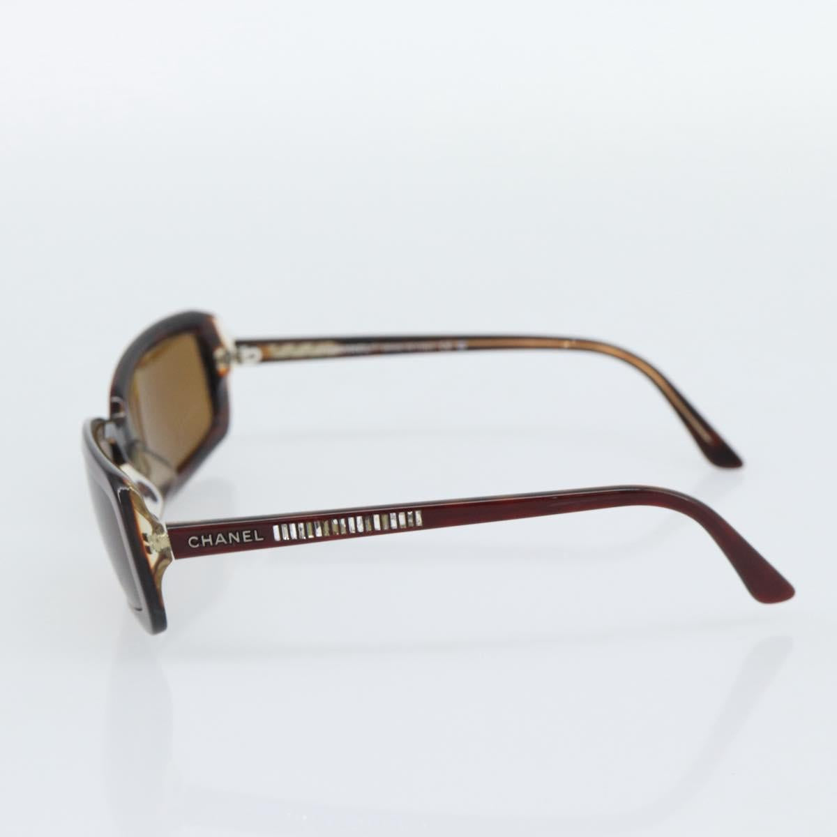 CHANEL Sunglasses Plastic Red Silver CC Auth bs36323
