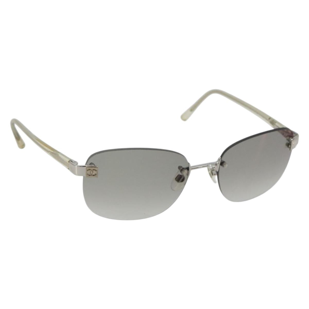 CHANEL Sunglasses Metal Silver CC Auth bs36324V