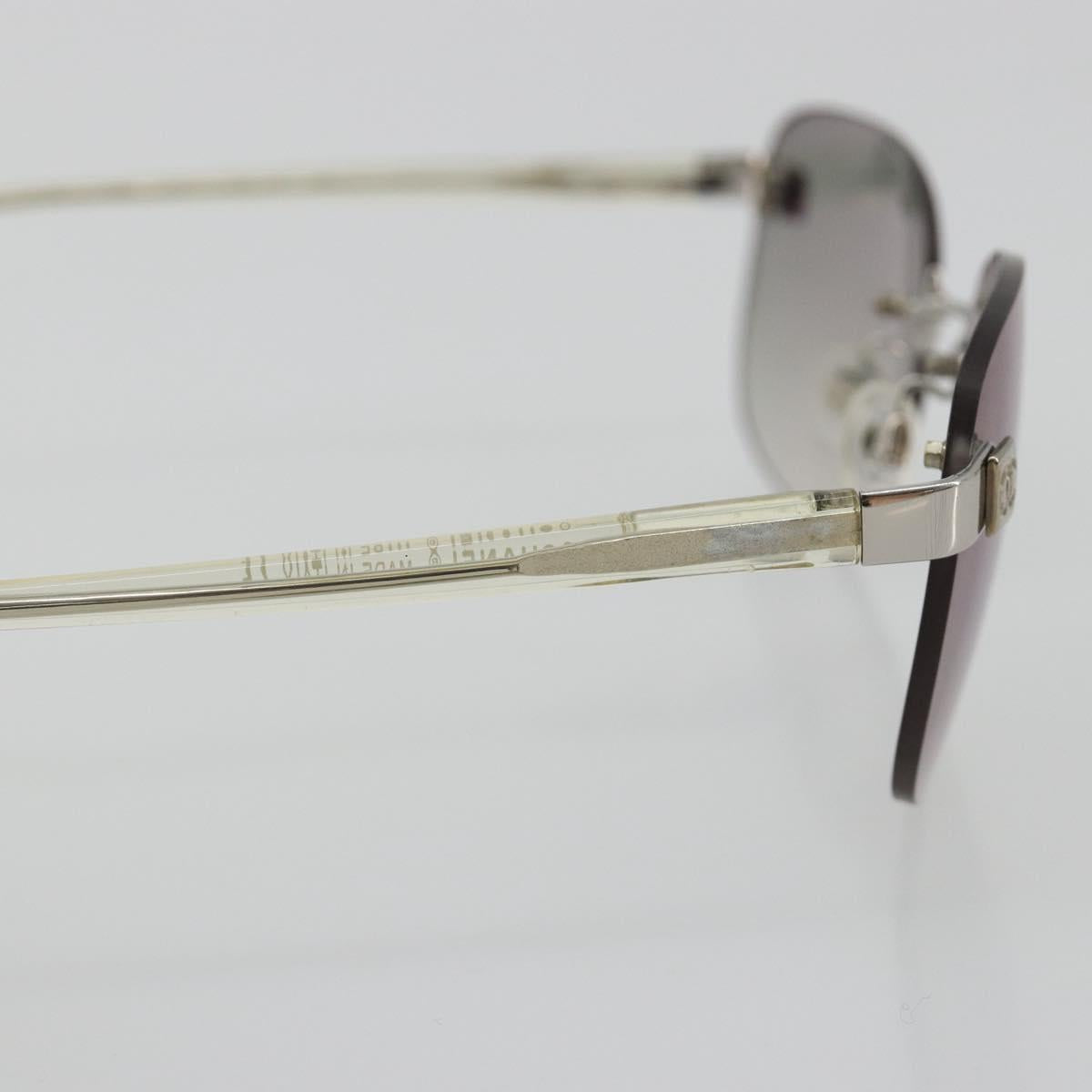 CHANEL Sunglasses Metal Silver CC Auth bs36324V