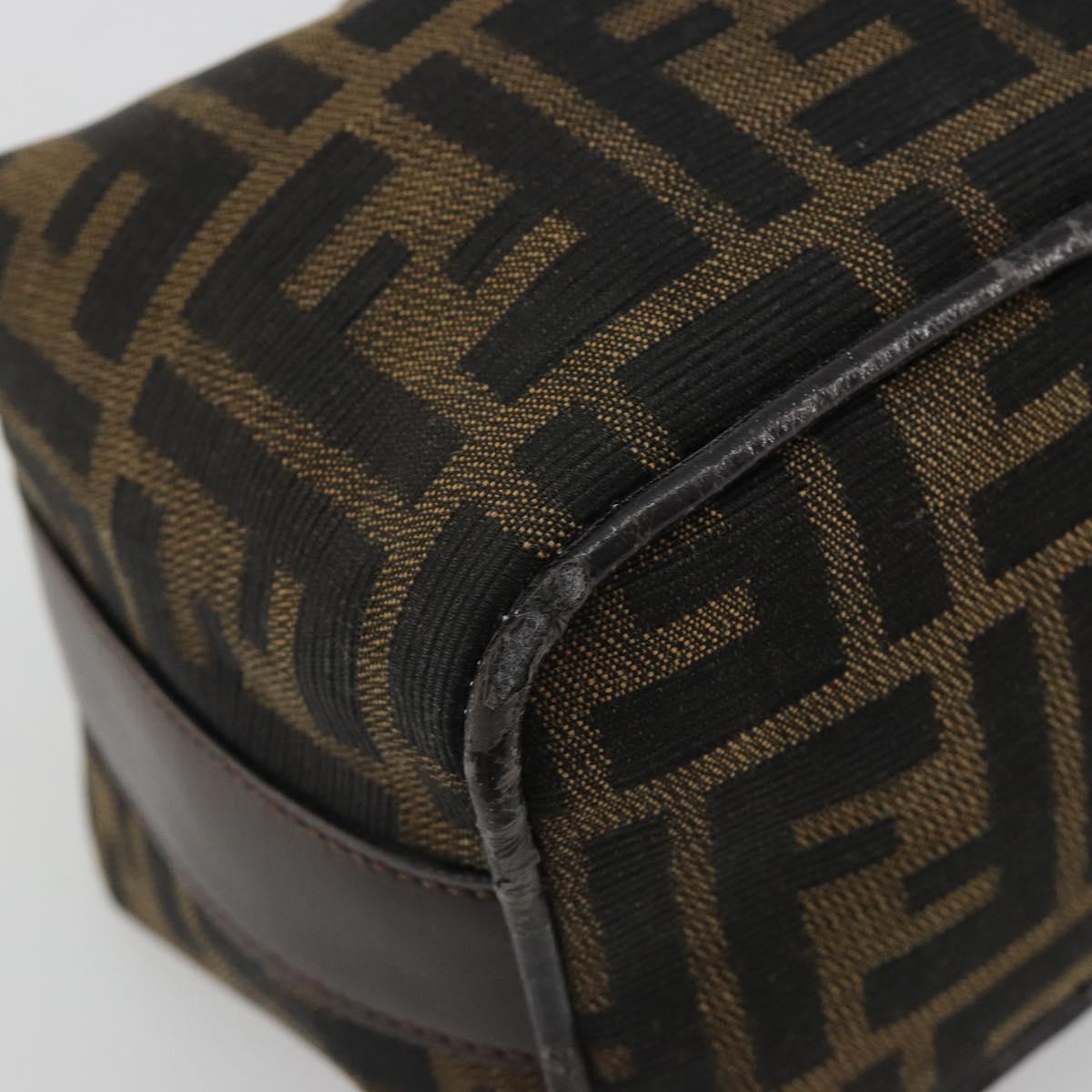 FENDI Zucca Canvas Pouch Black Brown Auth bs36325