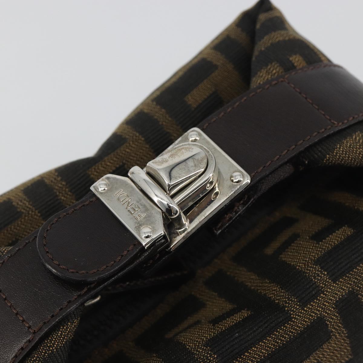 FENDI Zucca Canvas Pouch Black Brown Auth bs36325
