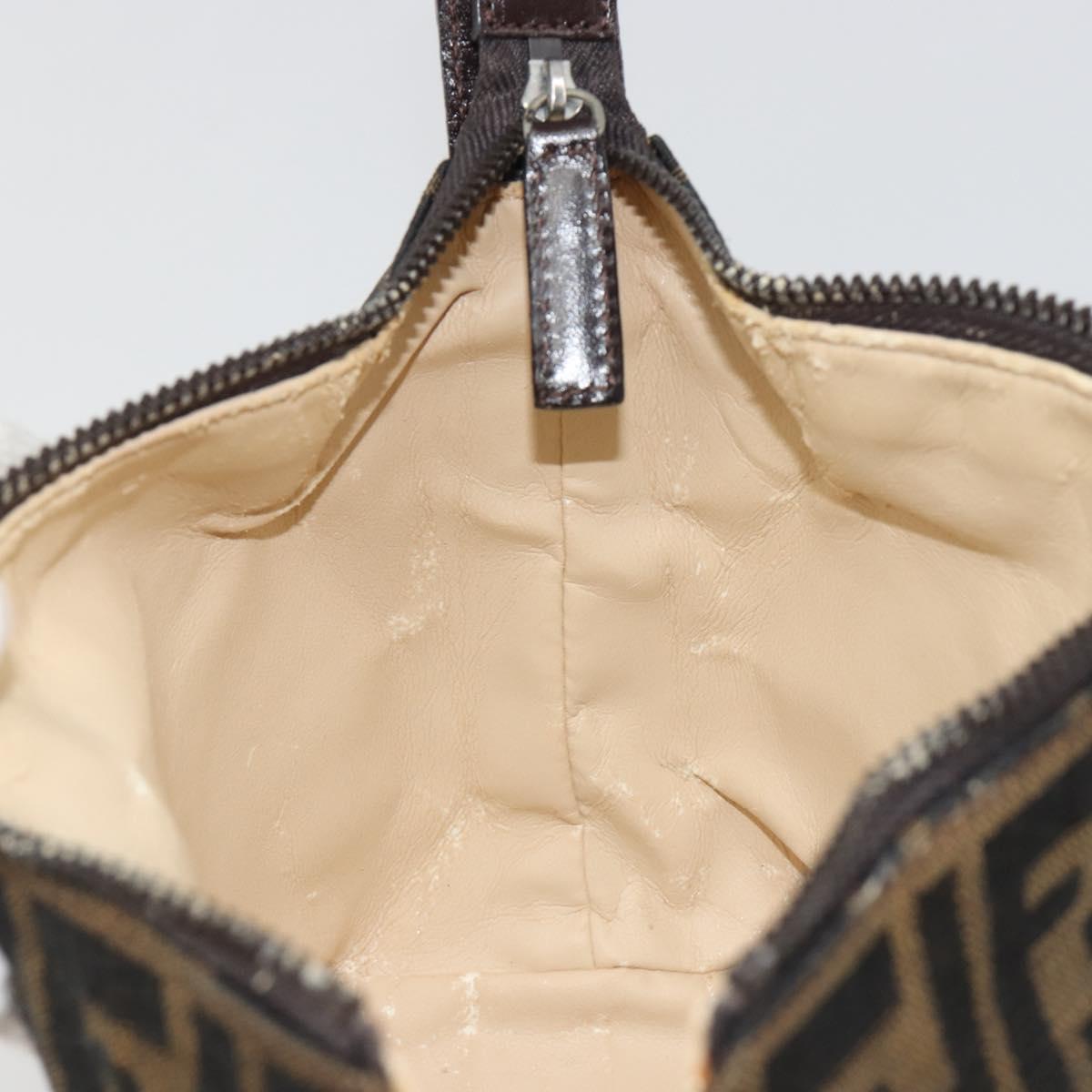 FENDI Zucca Canvas Pouch Black Brown Auth bs36325