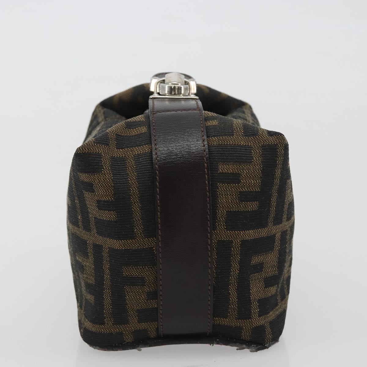 FENDI Zucca Canvas Pouch Black Brown Auth bs36325