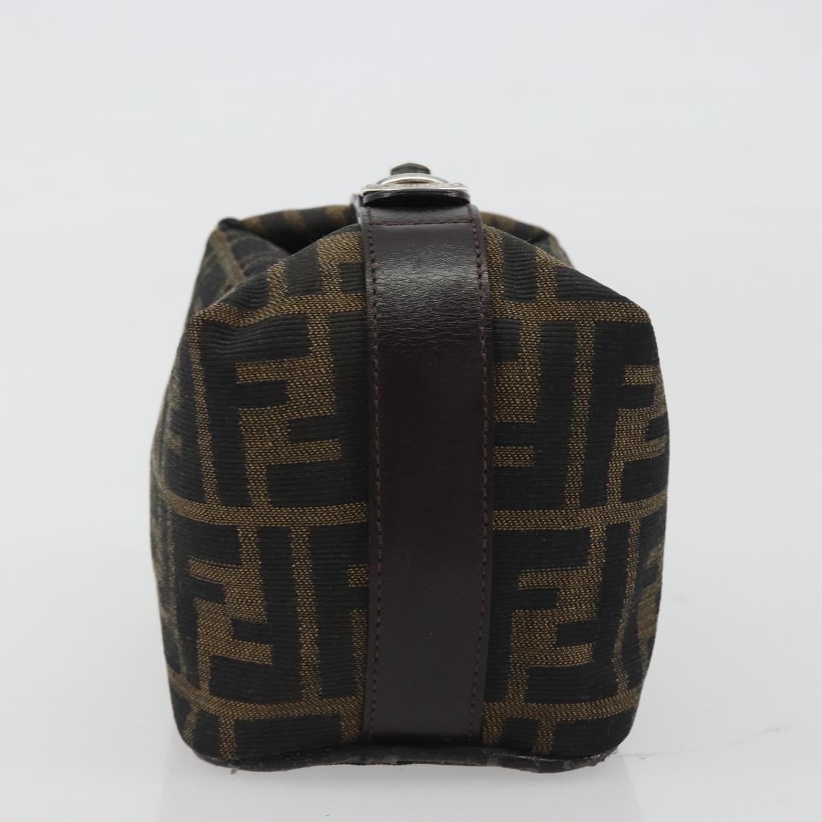 FENDI Zucca Canvas Pouch Black Brown Auth bs36325
