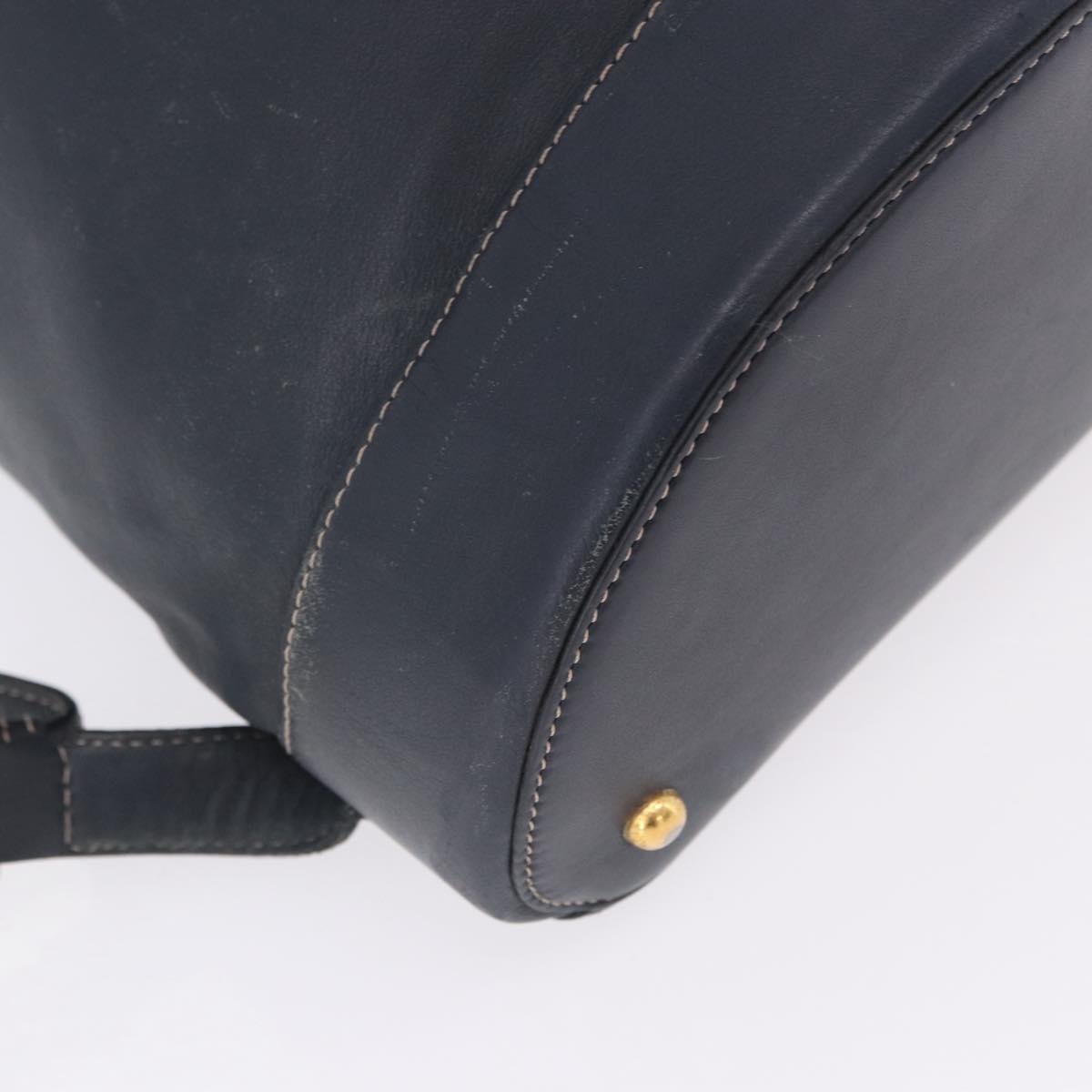 LOEWE Body Bag Leather Navy Gold Auth bs36326