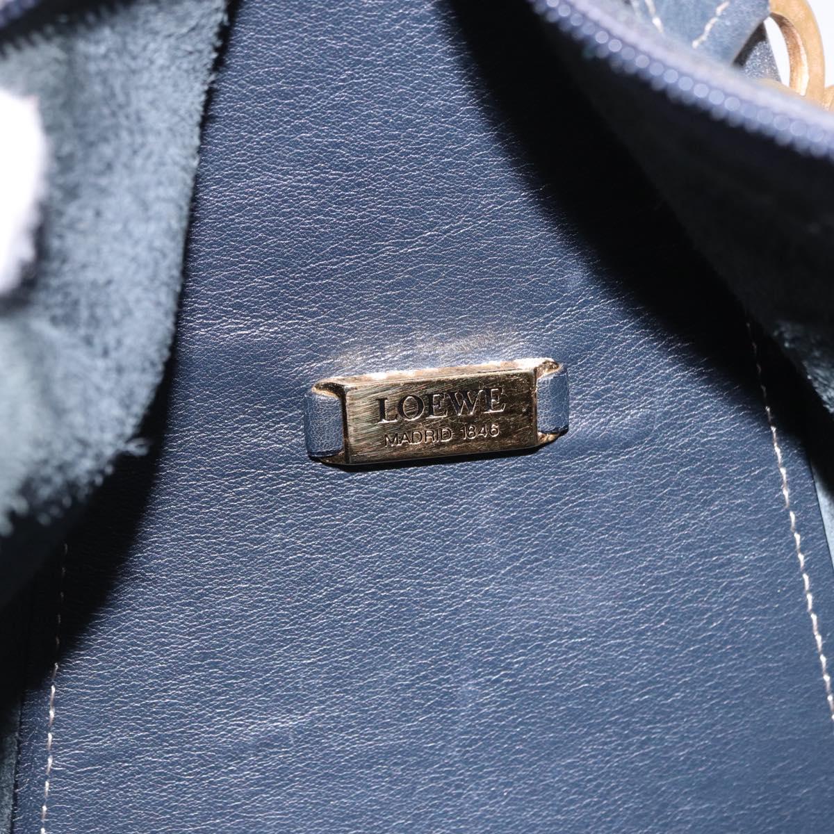 LOEWE Body Bag Leather Navy Gold Auth bs36326