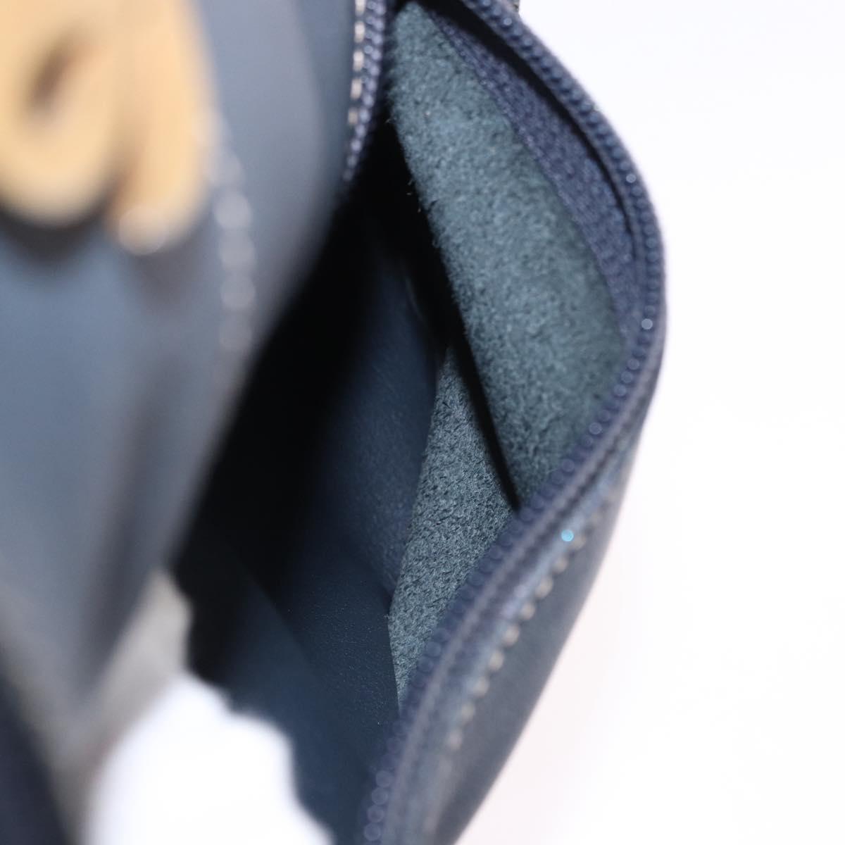 LOEWE Body Bag Leather Navy Gold Auth bs36326