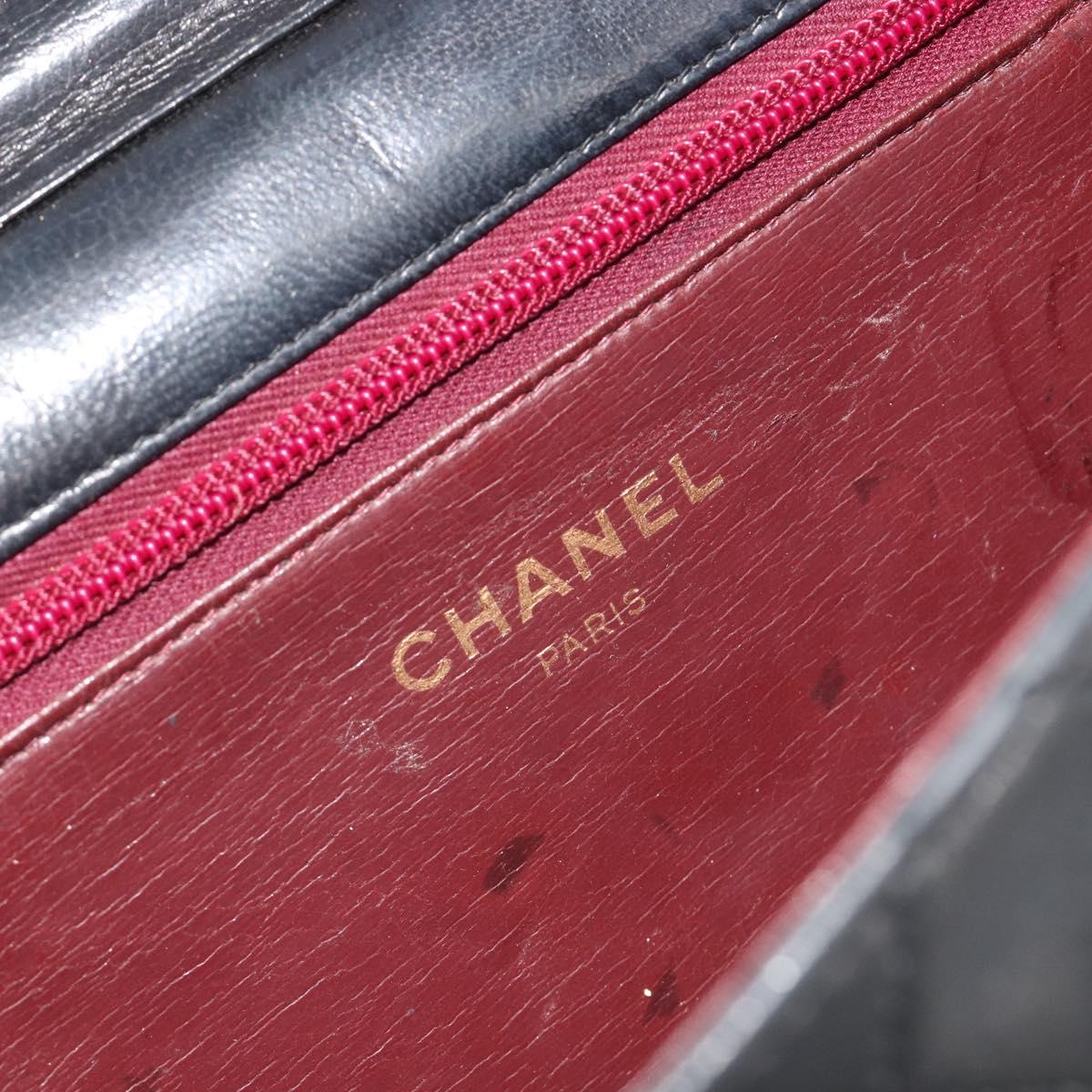CHANEL Matelasse Chain Shoulder Bag Lamb Skin Black Gold CC Auth bs36327