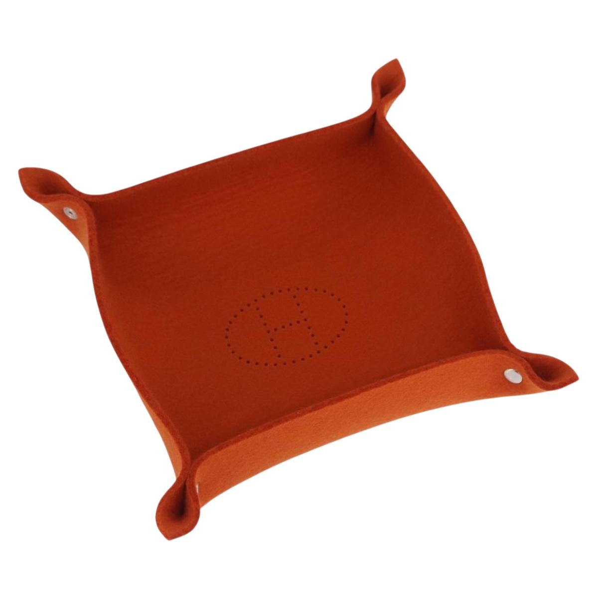 HERMES Vie de France tray Accessory Case Felt Orange Auth bs36329V