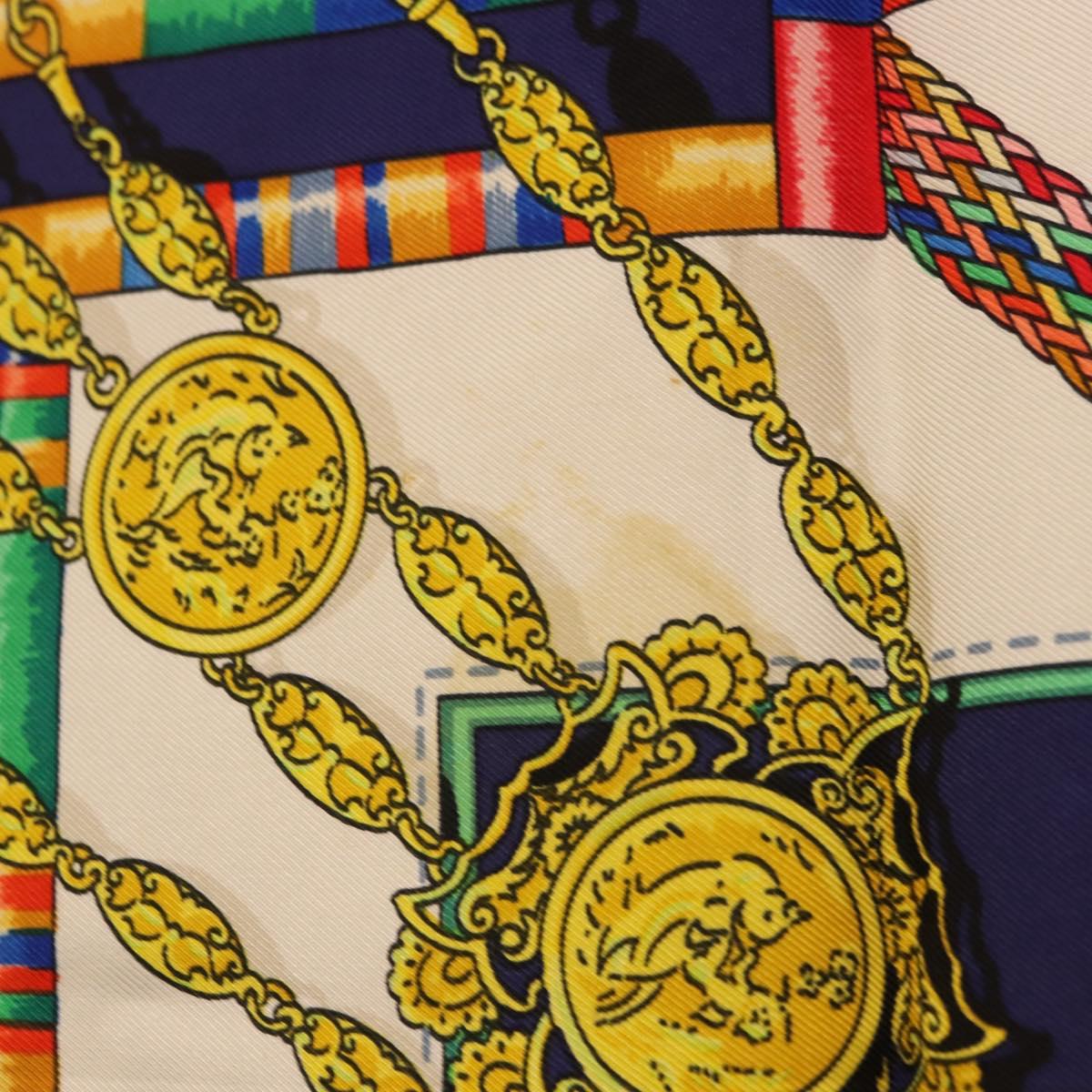 HERMES Carre 90 Scarf Pwlile Mcuin Silk Navy Auth bs36330