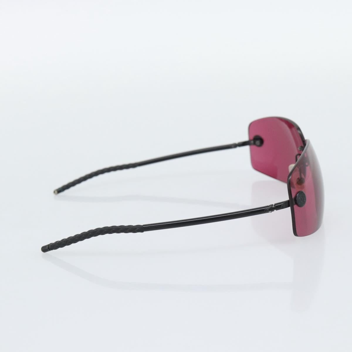 CHANEL Sunglasses Plastic Black CC Auth bs36334