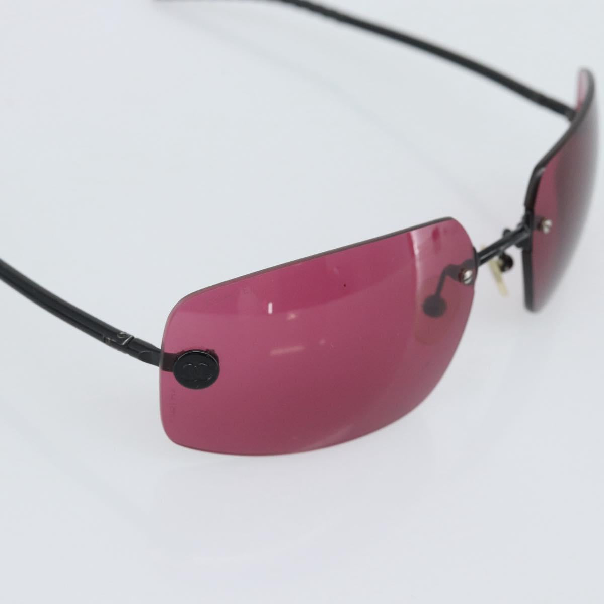 CHANEL Sunglasses Plastic Black CC Auth bs36334