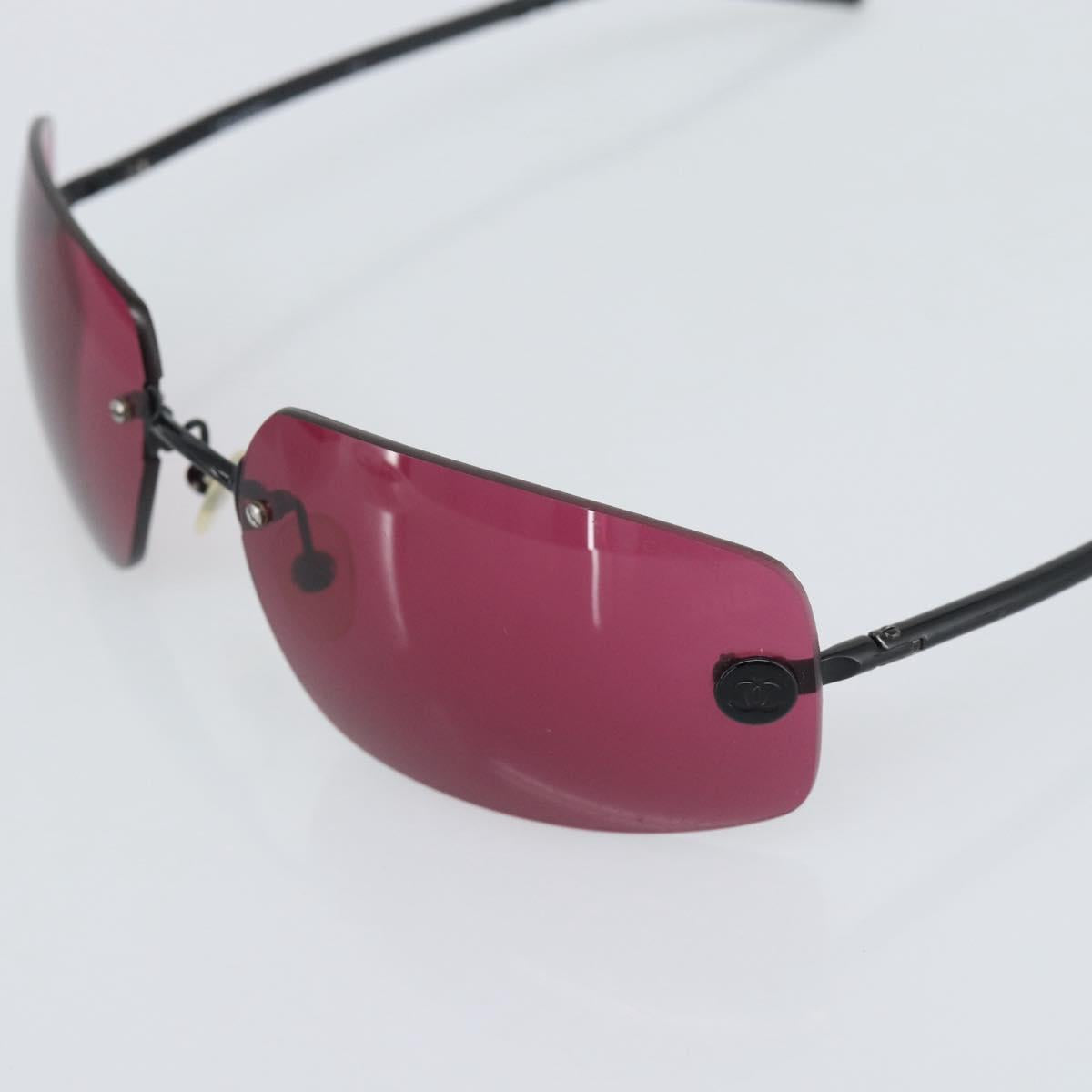 CHANEL Sunglasses Plastic Black CC Auth bs36334