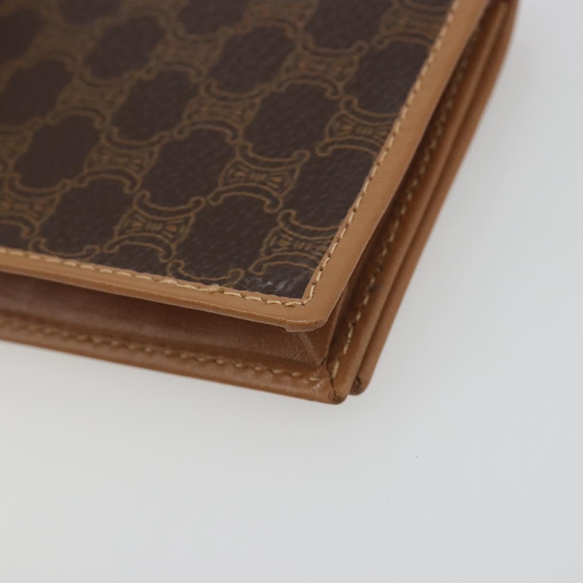 CELINE Macadam Canvas Card Case PVC Leather Brown Auth bs36336V