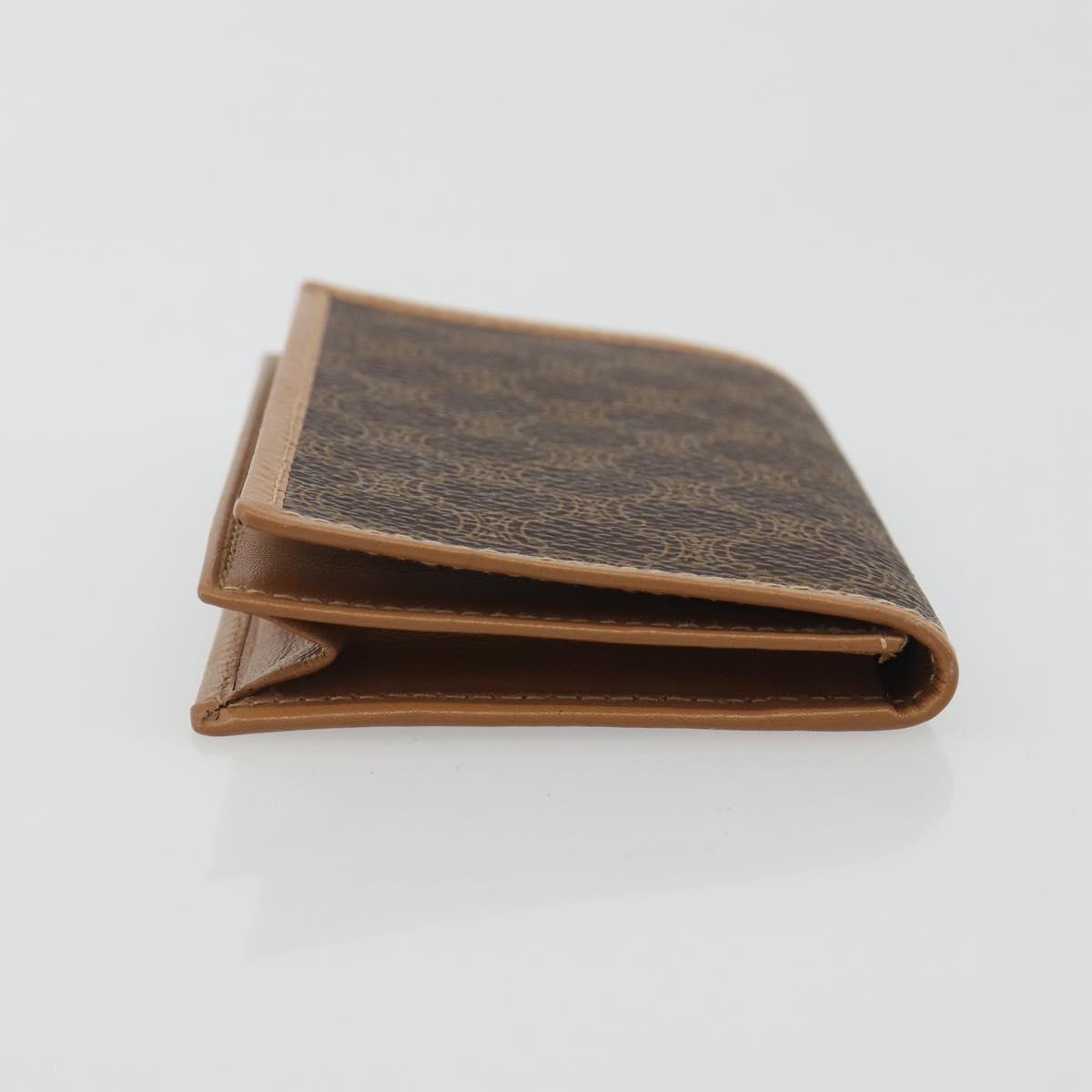 CELINE Macadam Canvas Card Case PVC Leather Brown Auth bs36336V