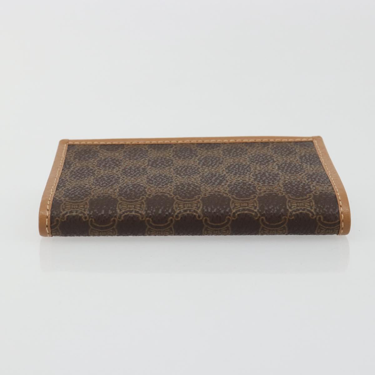 CELINE Macadam Canvas Card Case PVC Leather Brown Auth bs36336V