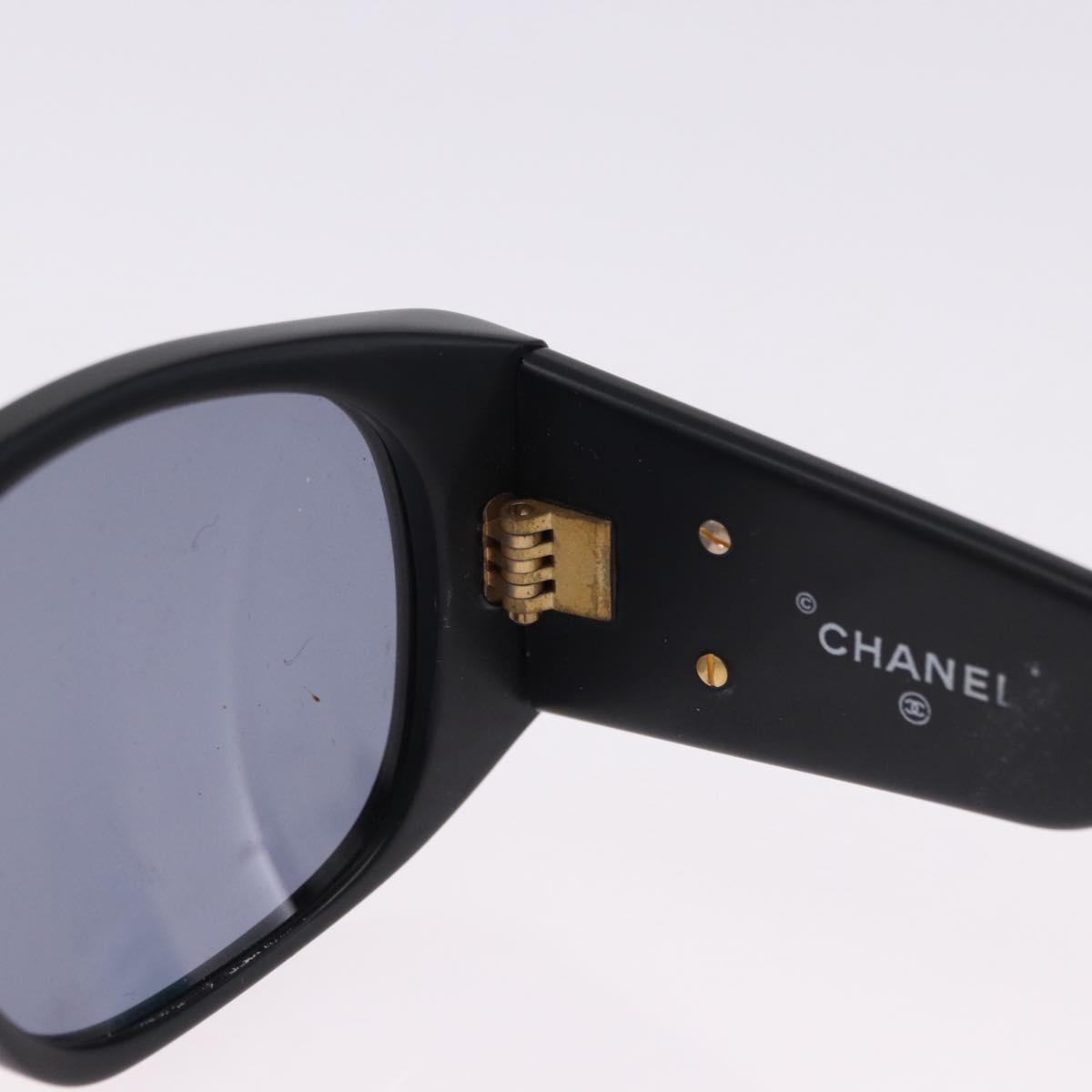 CHANEL Sunglasses Plastic Black Gold CC Auth bs36338