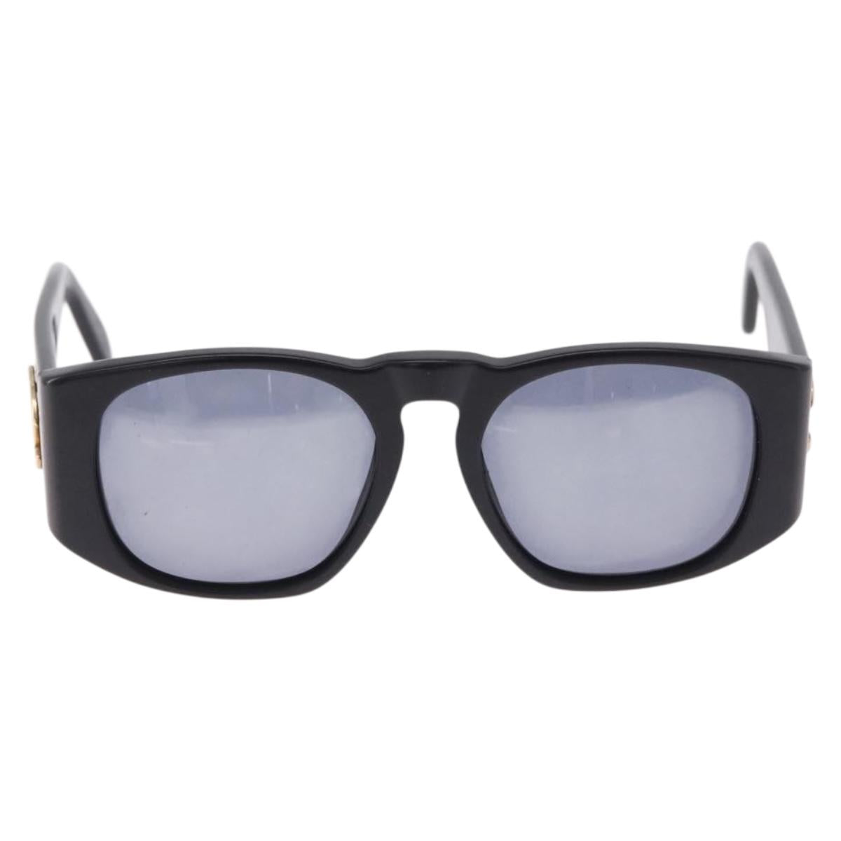 CHANEL Sunglasses Plastic Black Gold CC Auth bs36338
