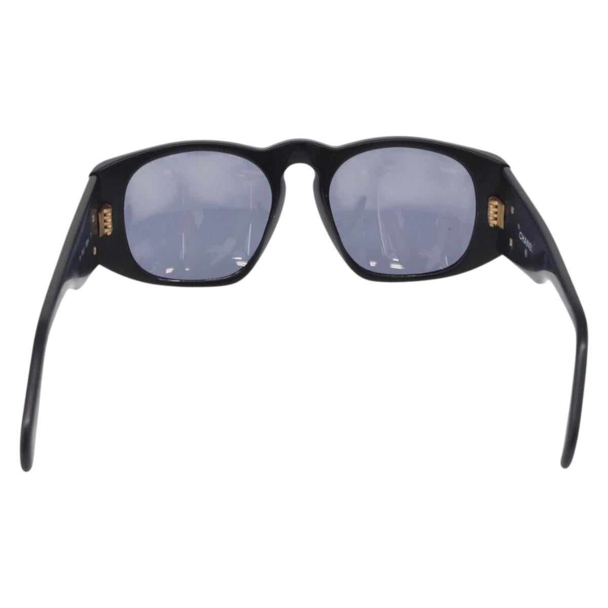 CHANEL Sunglasses Plastic Black Gold CC Auth bs36338