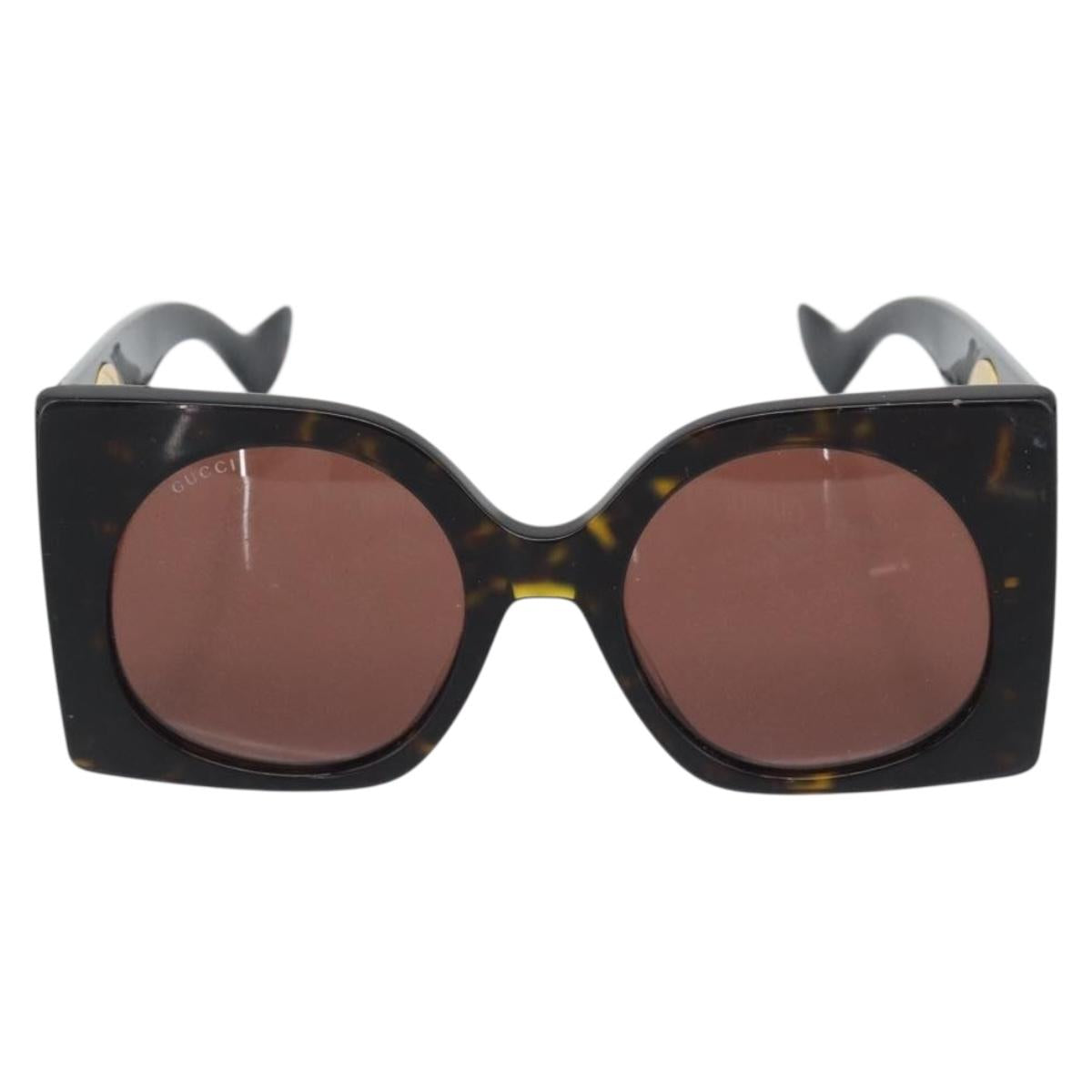 GUCCI Sunglasses Plastic Black Gold Auth bs36341