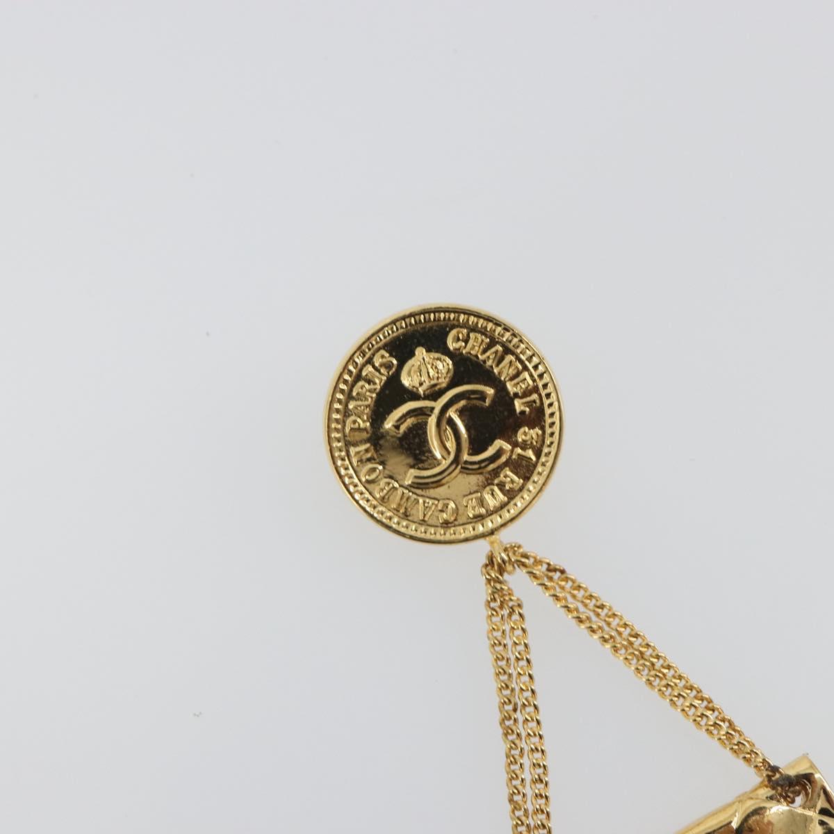 CHANEL Matelasse Brooch Metal Gold Tone CC Auth bs36342