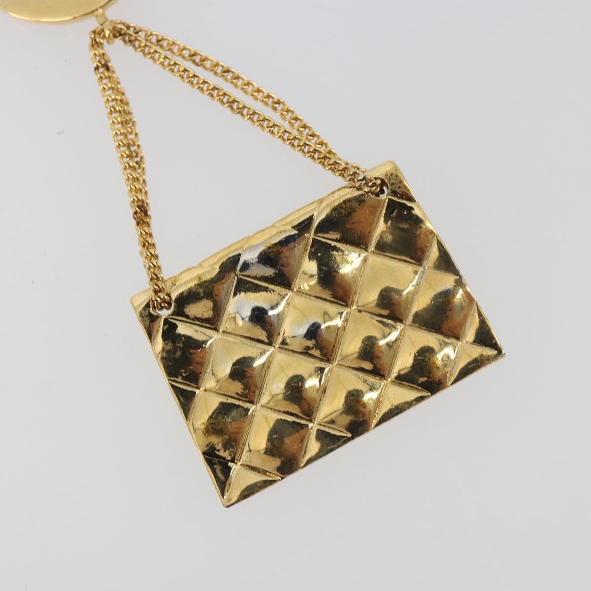 CHANEL Matelasse Brooch Metal Gold Tone CC Auth bs36342