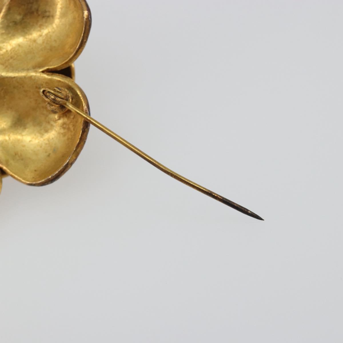 CHANEL Vintage Camellia Brooch Metal Gold Tone CC Auth bs36343V