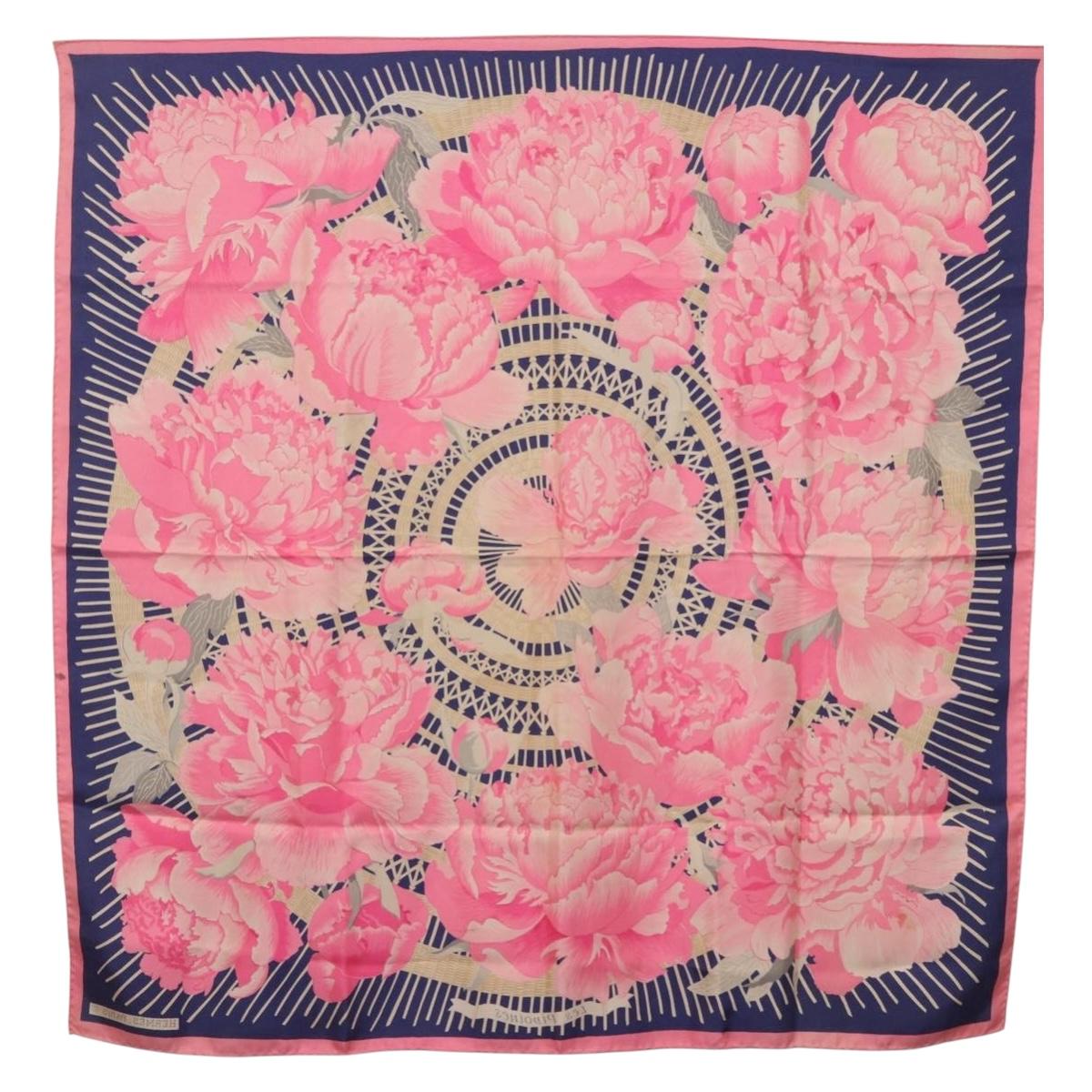 HERMES Carre 90 Scarf Silk Pink Auth bs36344