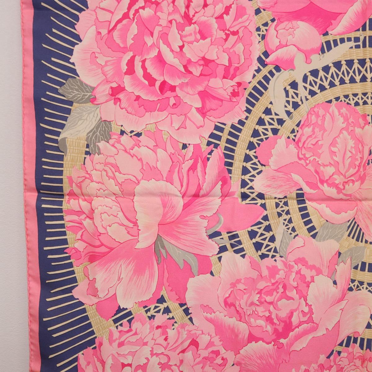 HERMES Carre 90 Scarf Silk Pink Auth bs36344