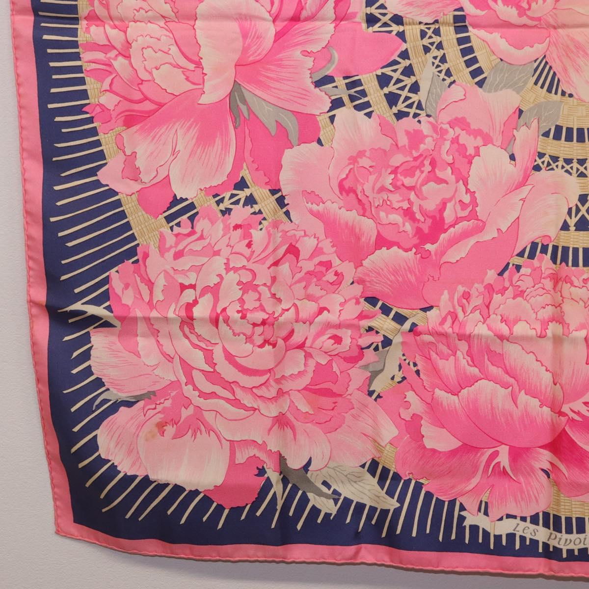 HERMES Carre 90 Scarf Silk Pink Auth bs36344