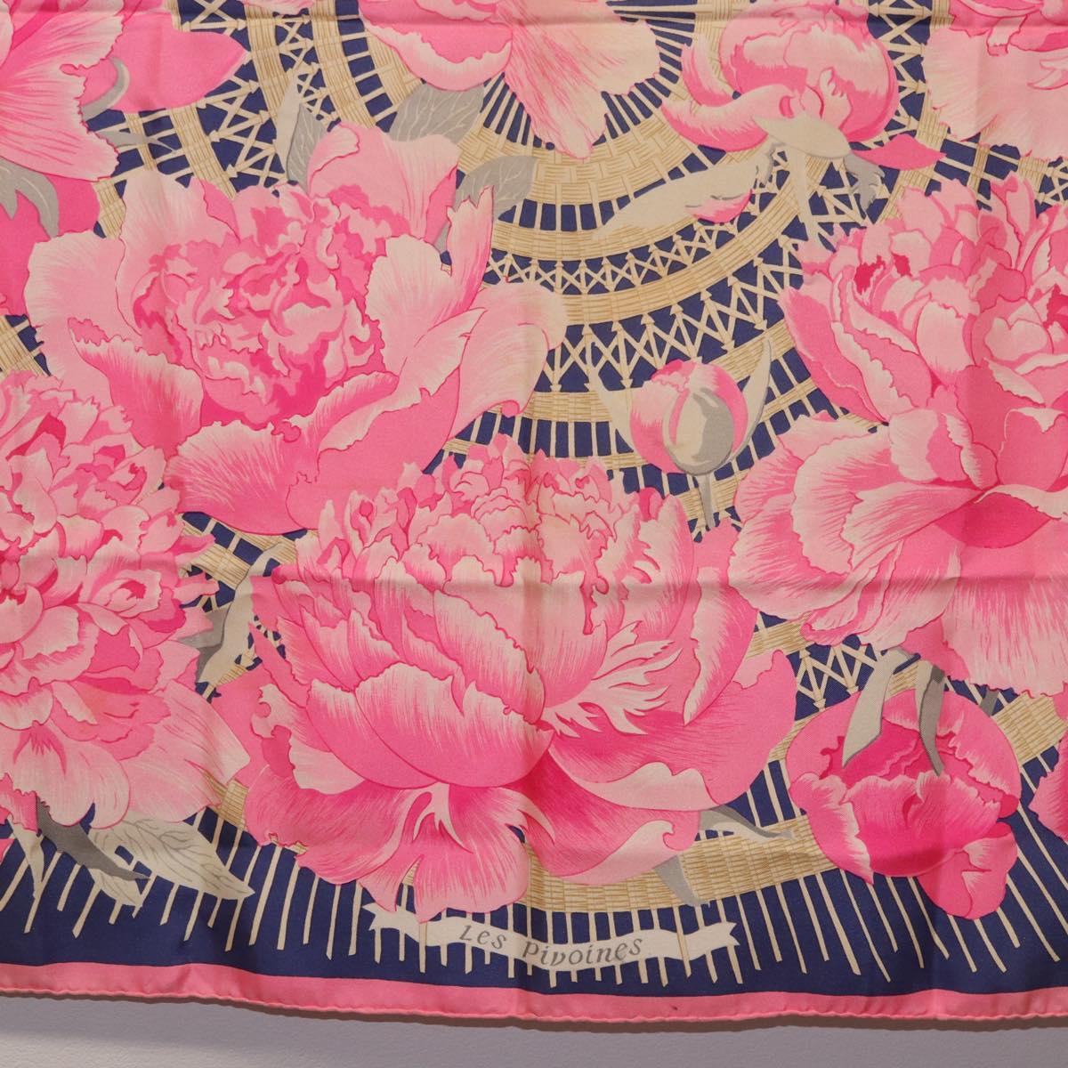 HERMES Carre 90 Scarf Silk Pink Auth bs36344