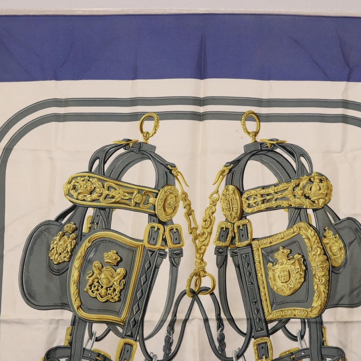 HERMES Carre 90 Scarf BRIDS De GALA Silk Blue Auth bs36346