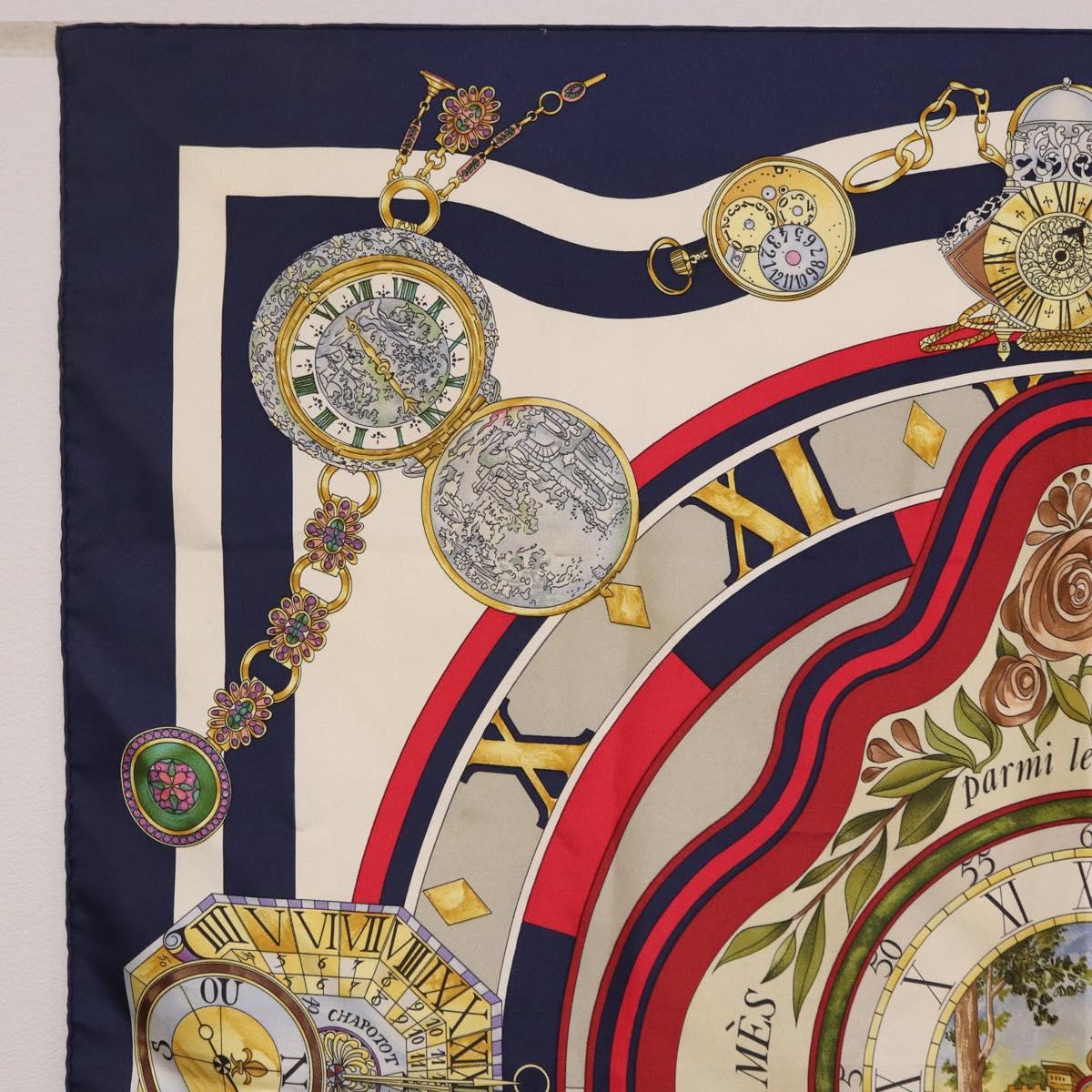 HERMES Carre 90 Scarf Parmi ls Fleurs Je Compte Les Heures Silk Auth bs36347
